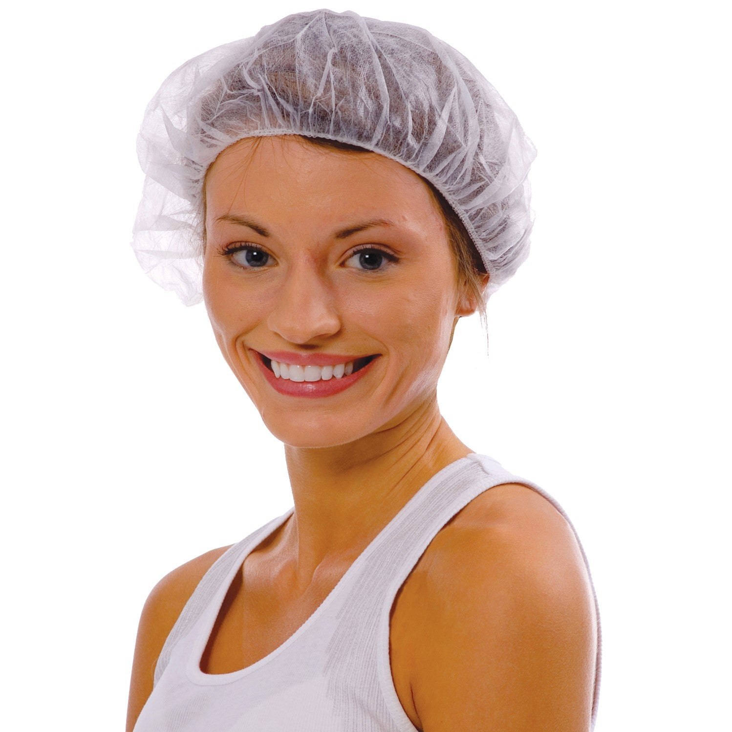 21" White Pleated Bouffant Caps (100 Pieces/Pack)