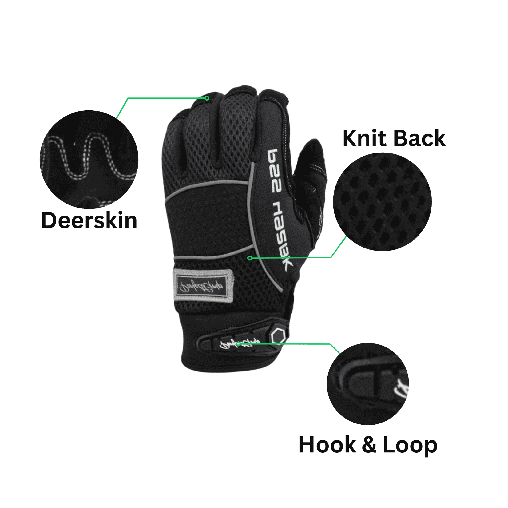 Deerskin Glove – Premium Black Deer Suede Mechanic Glove with Knit Back and Adjustable Cuff