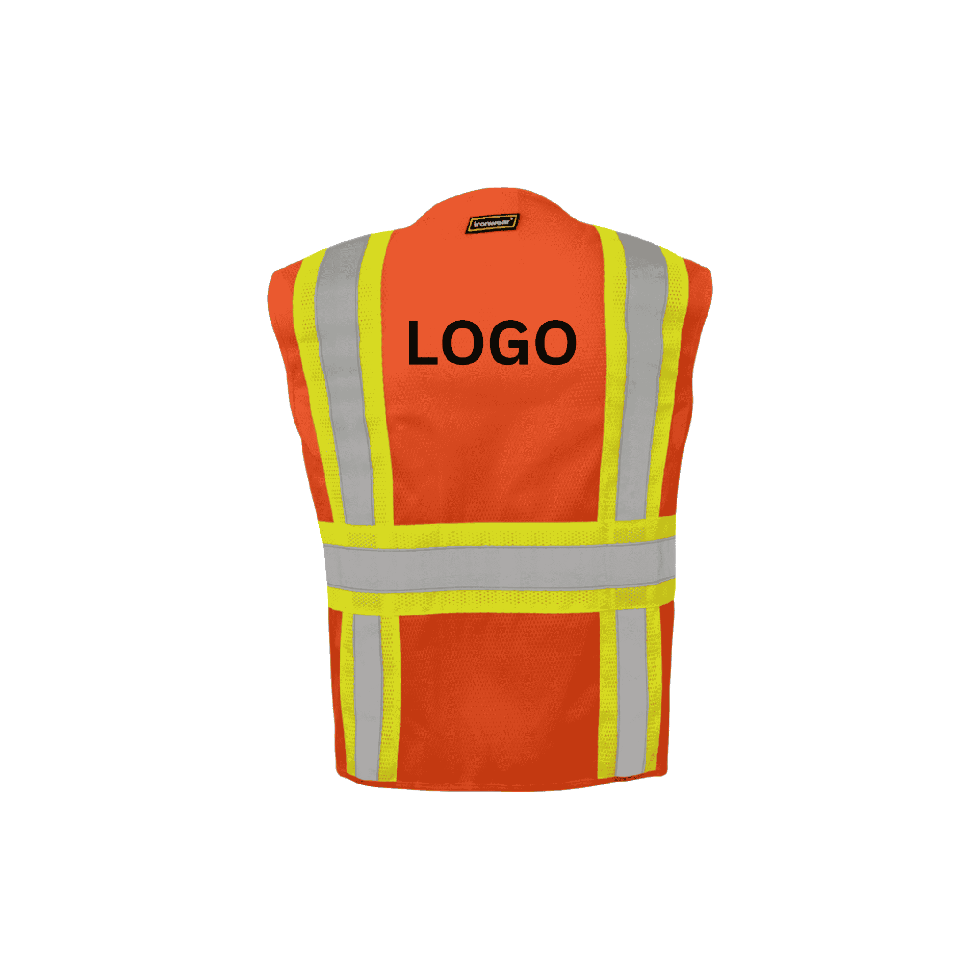 Class 2 Orange and Lime Tape Safety Vest with Zipper Closure
