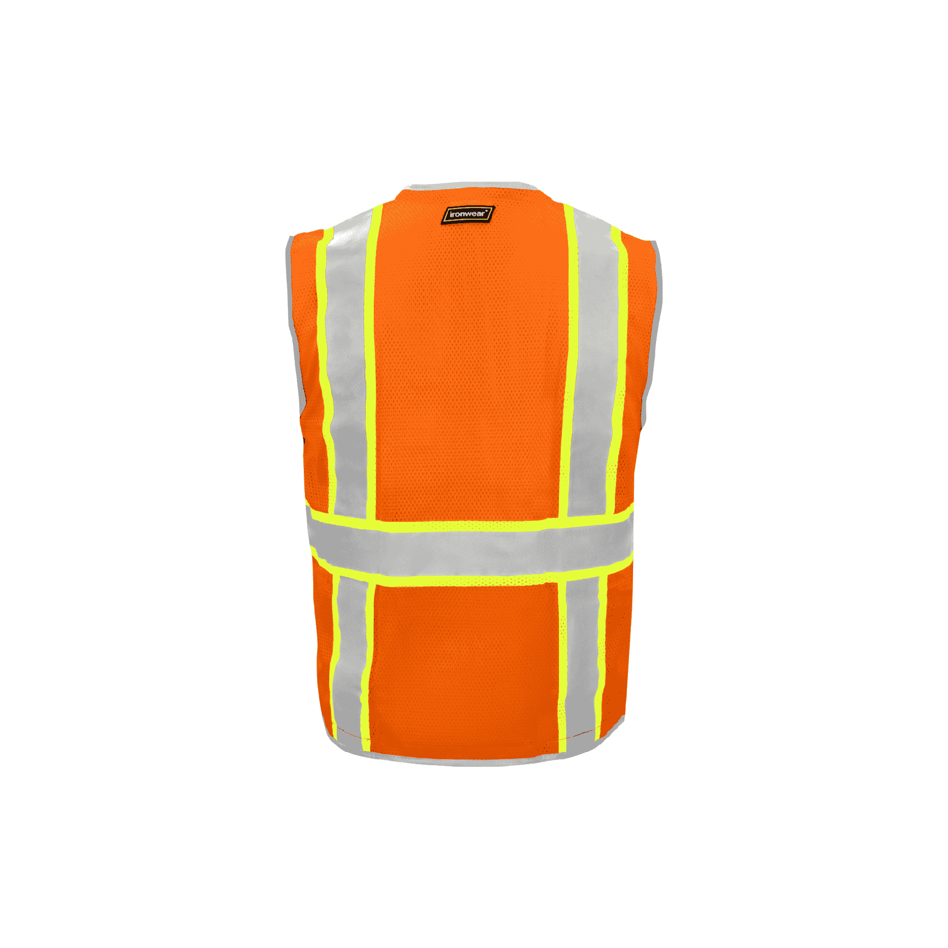 Class 2 Orange Safety Vest with Zipper Closure (10 Pockets)