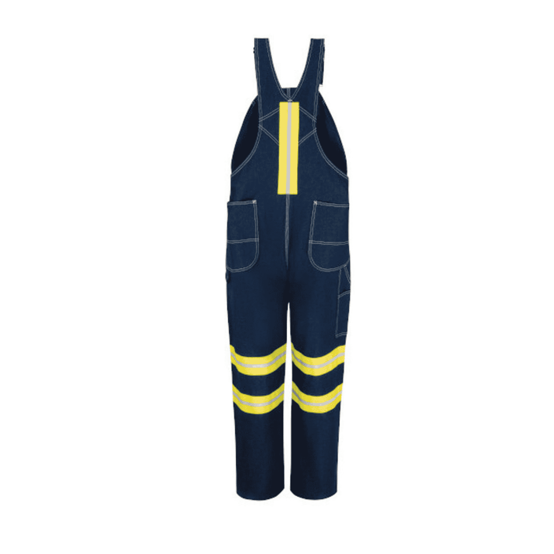 Enhanced Visibility Denim Bib Overalls – 100% Cotton with Reflective Trim