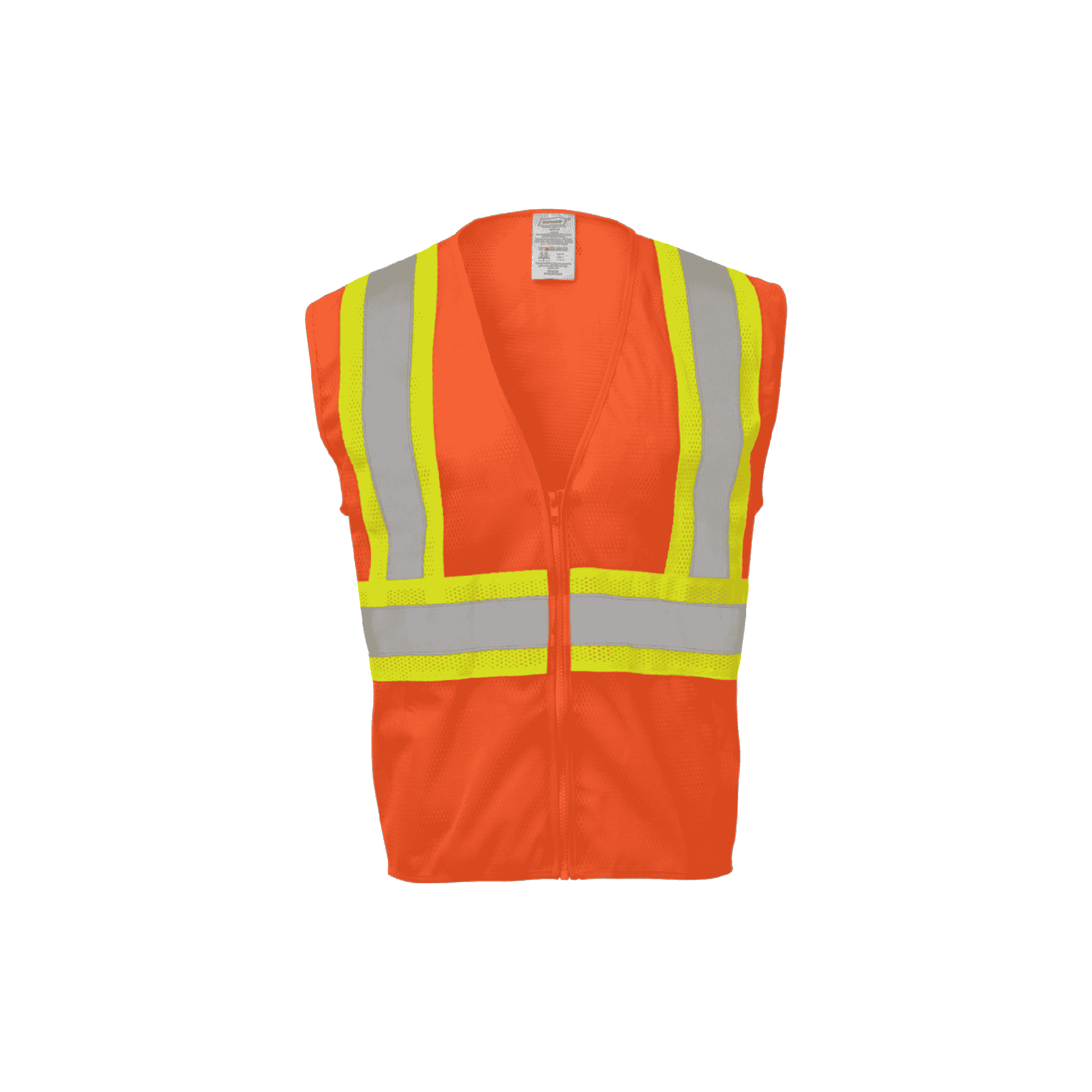 Class 2 Orange and Lime Tape Safety Vest with Zipper Closure