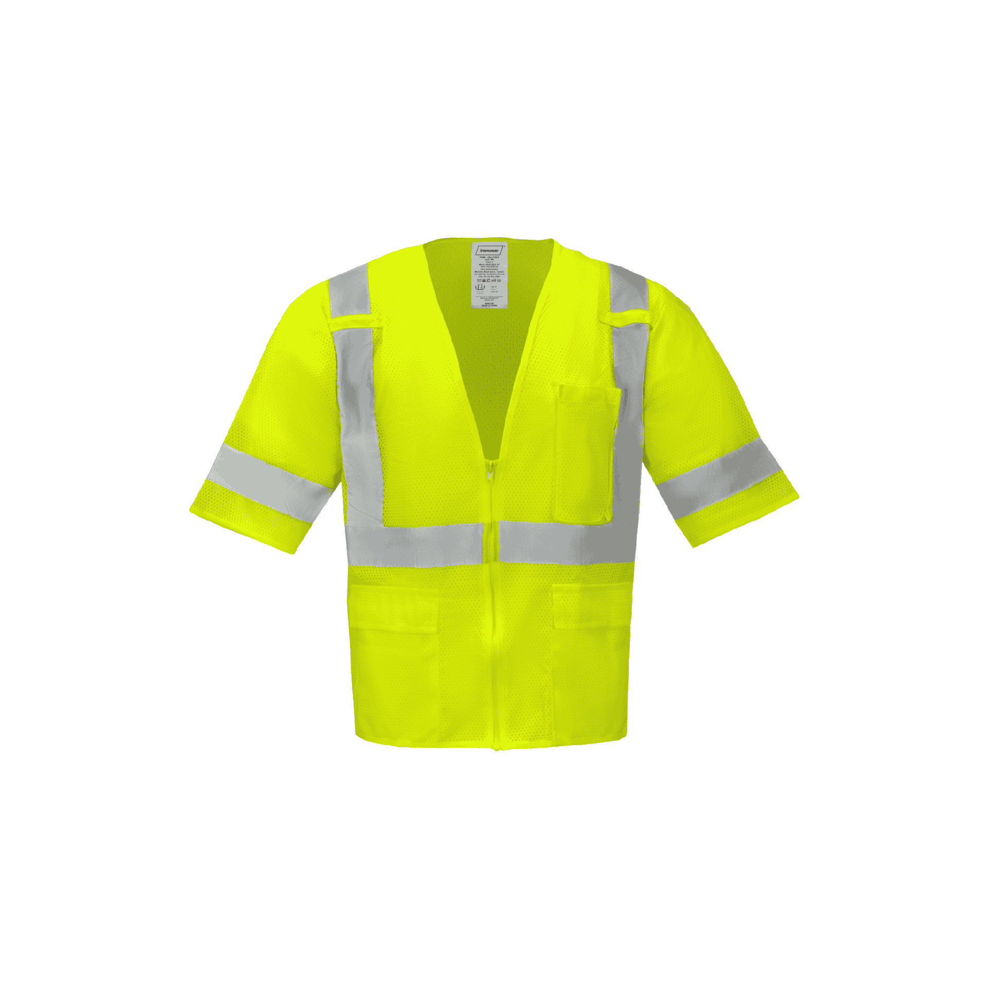 Class 3 Lime Zipper Safety Vest (5 Pockets)