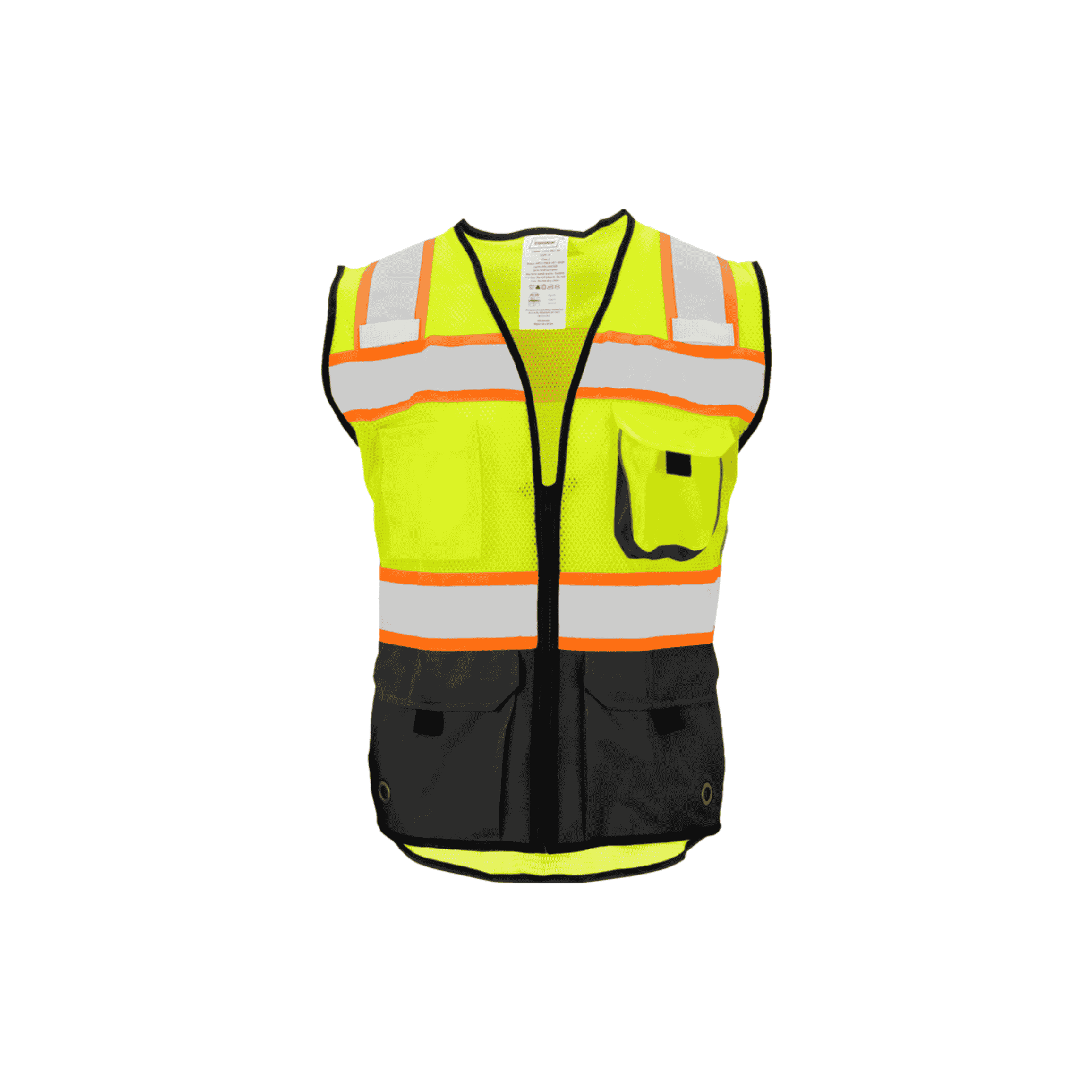 Class 2 Lime Safety Vest with Black Bottom (8 Pockets)