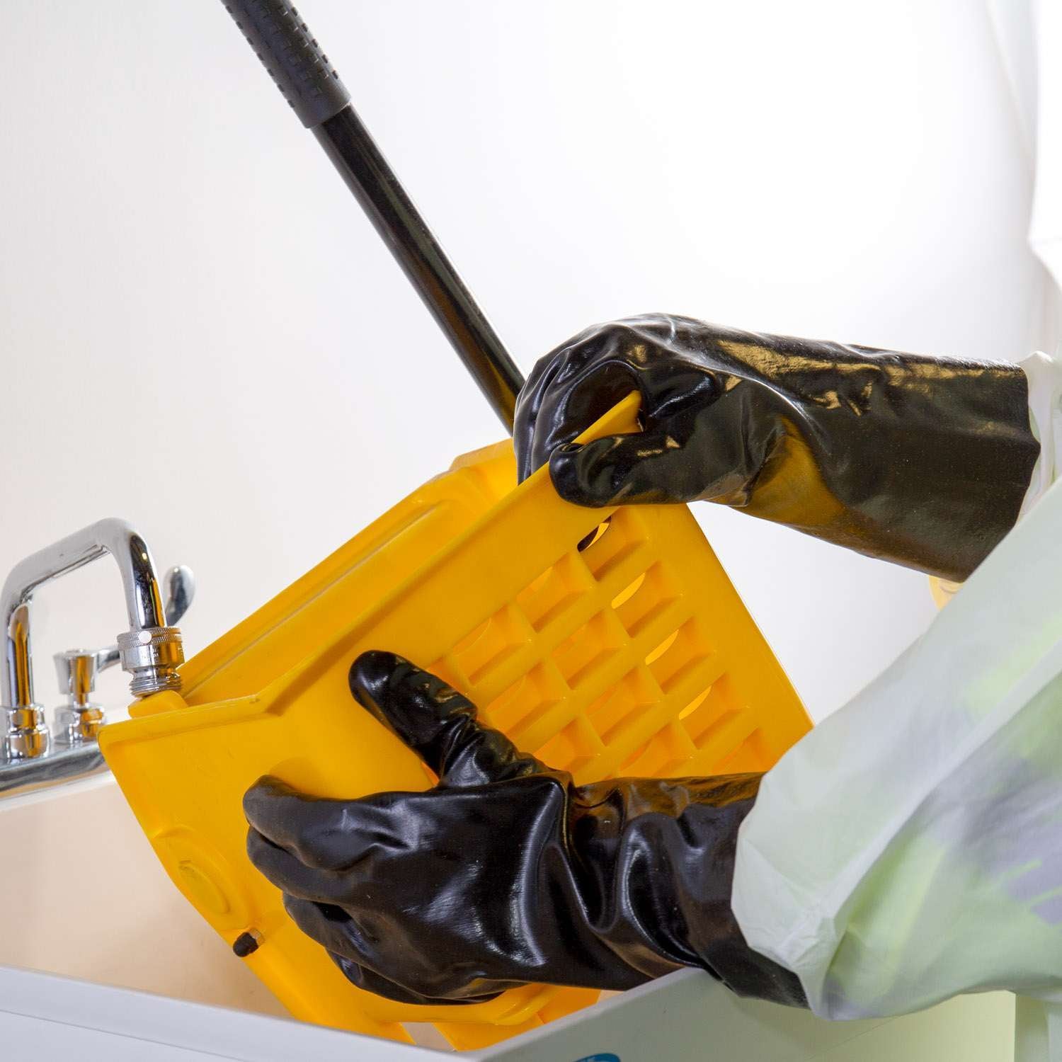 Single Pair - Chemical Resistant PVC Gloves - 14" Smooth Finish Black