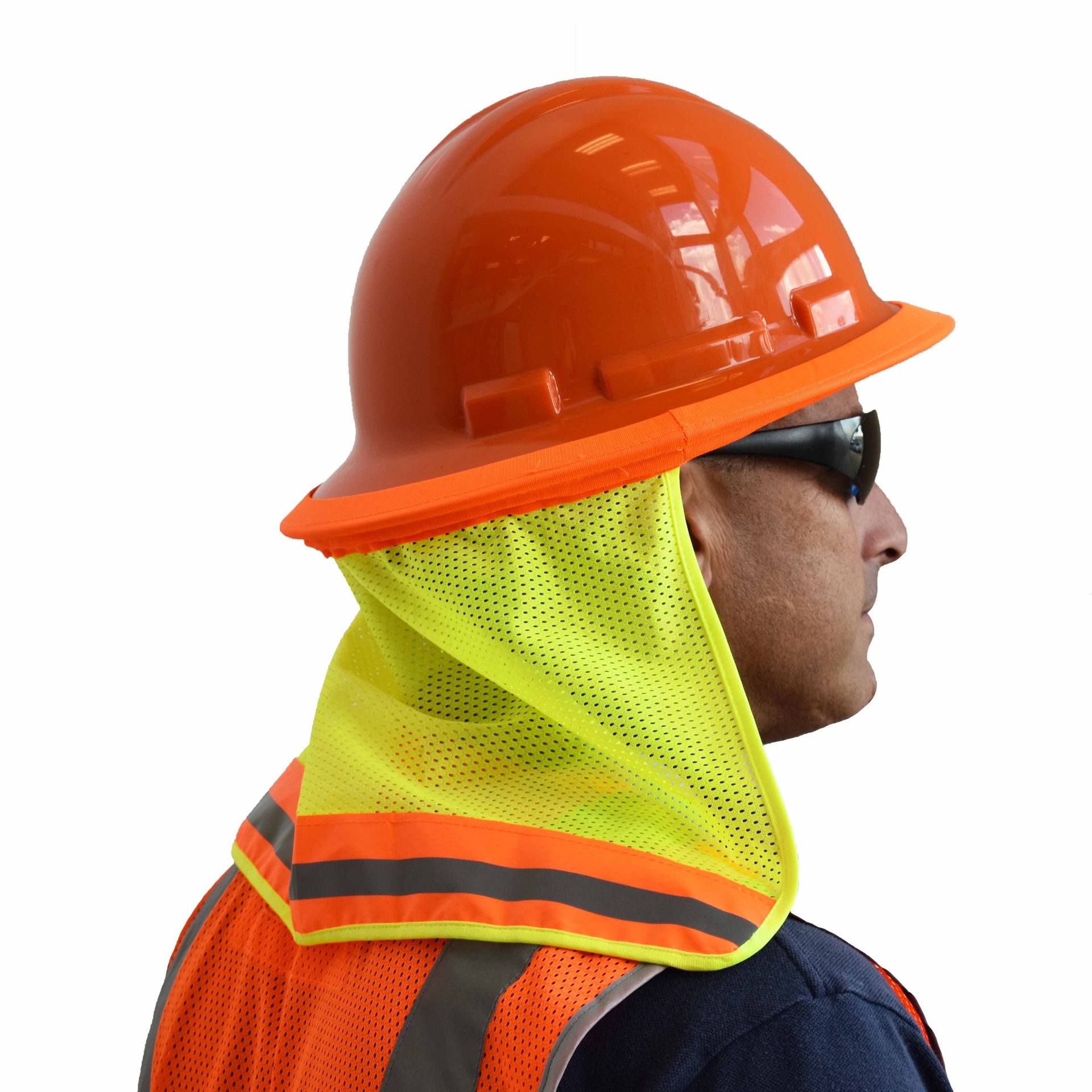 FR Treated Hi-Vis Hard Hat Visor and Neck Shade – High Visibility, Flame Resistant