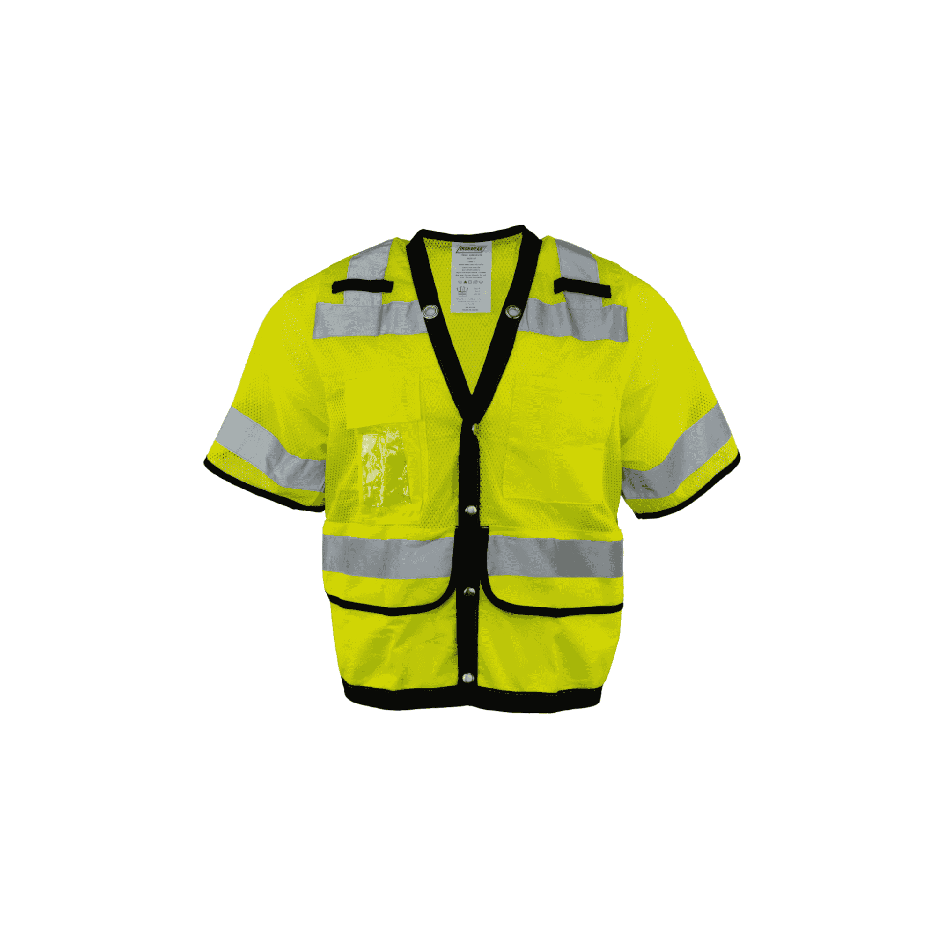 Class 3 Lime Safety Vest with 2 Grommet Holes (8 Pockets)