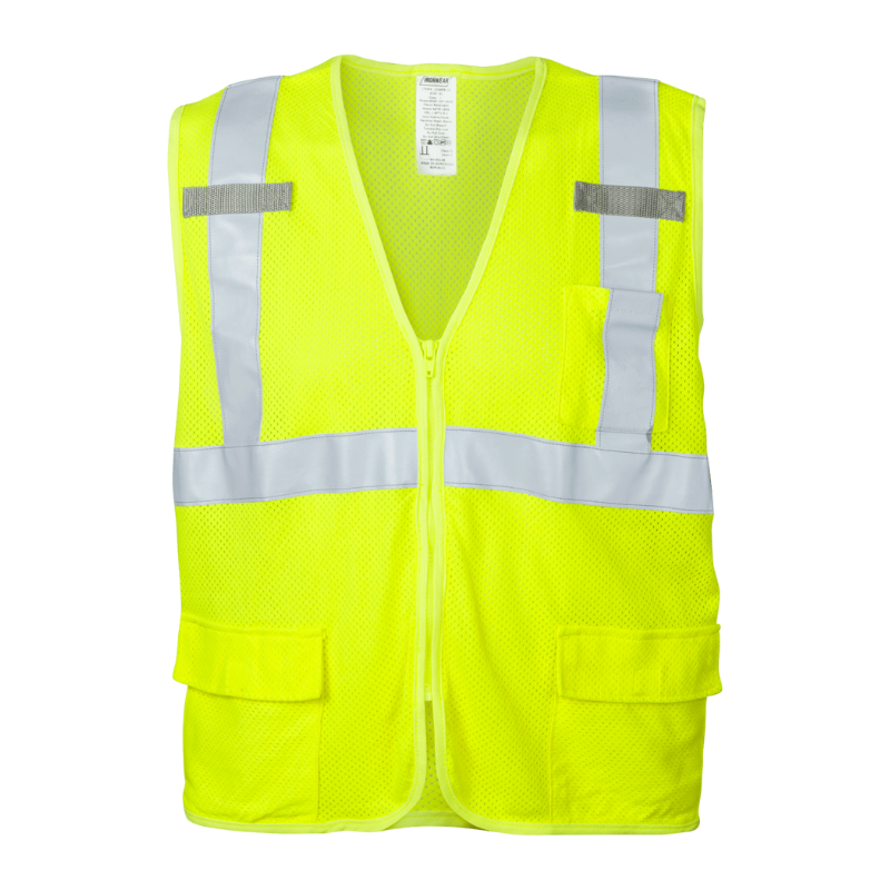 Class 2 FR Modacrylic and Aramid Safety Vest with Zipper Closure (Hi Vis Lime)