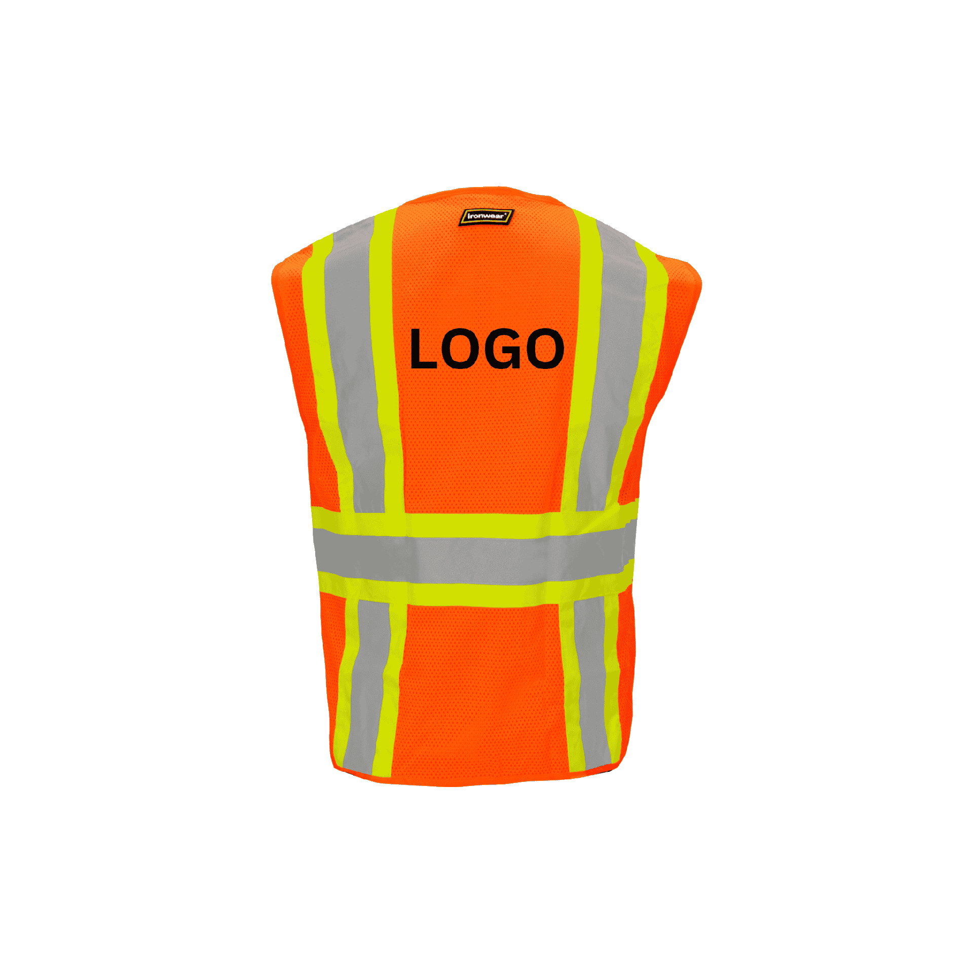 Class 2 Orange Safety Vest with Zipper Closure (6 Pockets)