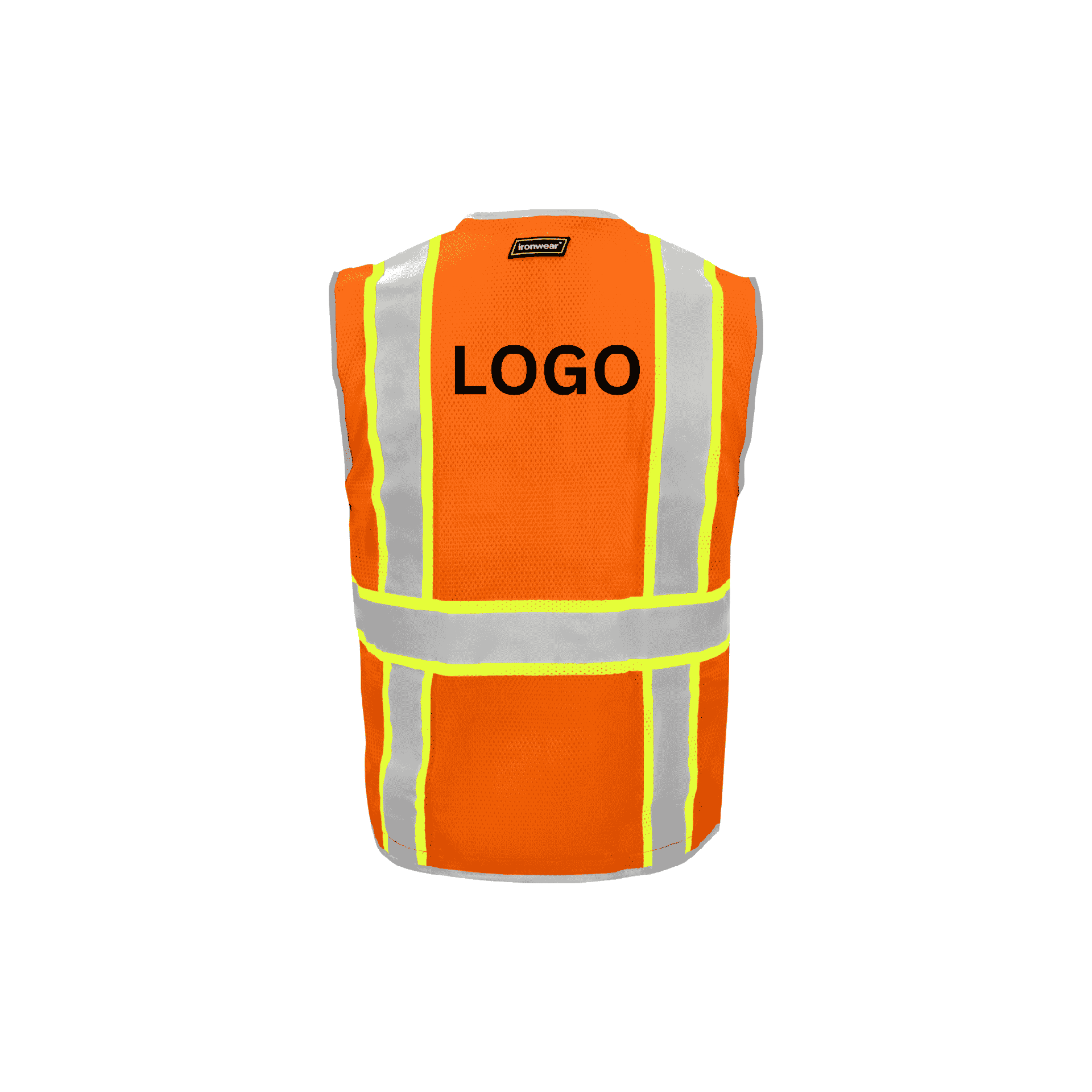 Class 2 Orange Safety Vest with Zipper Closure (10 Pockets)