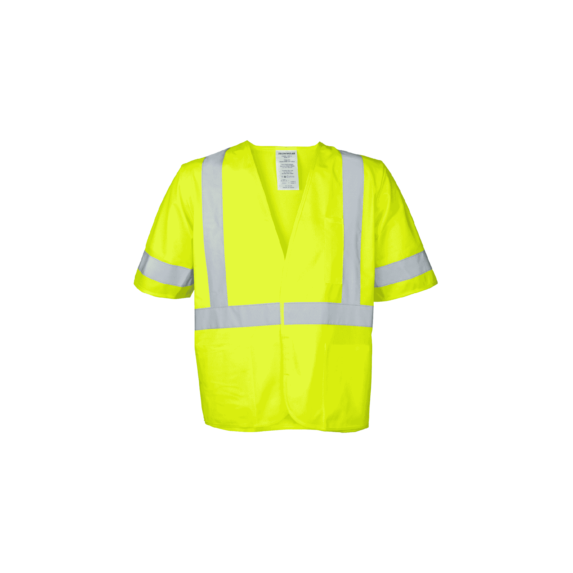 Class 3 Lime Polyester Fabric Safety Vest with Hook and Loop