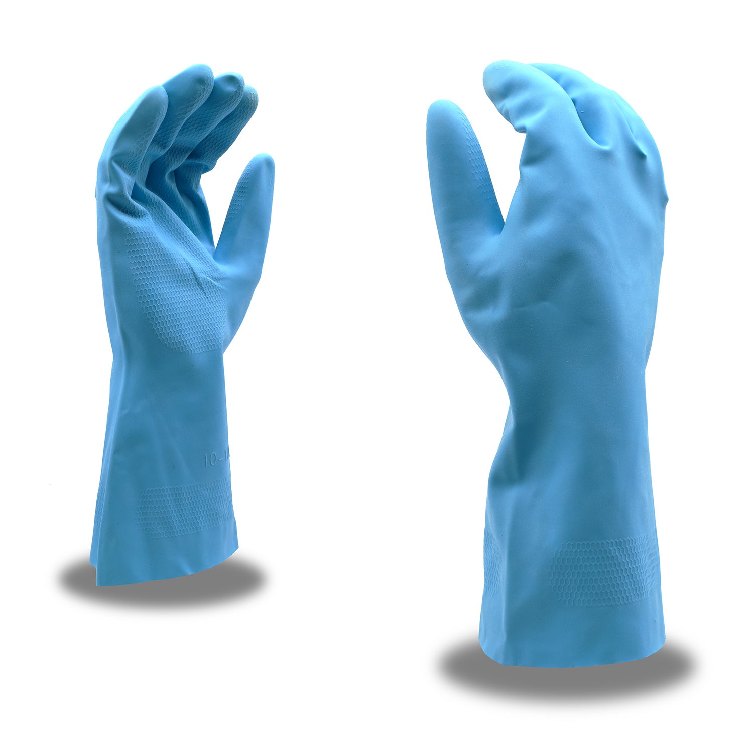 Latex Rubber Gloves – Blue 18 mil Flock Lined with Embossed Grip and Rolled Cuff