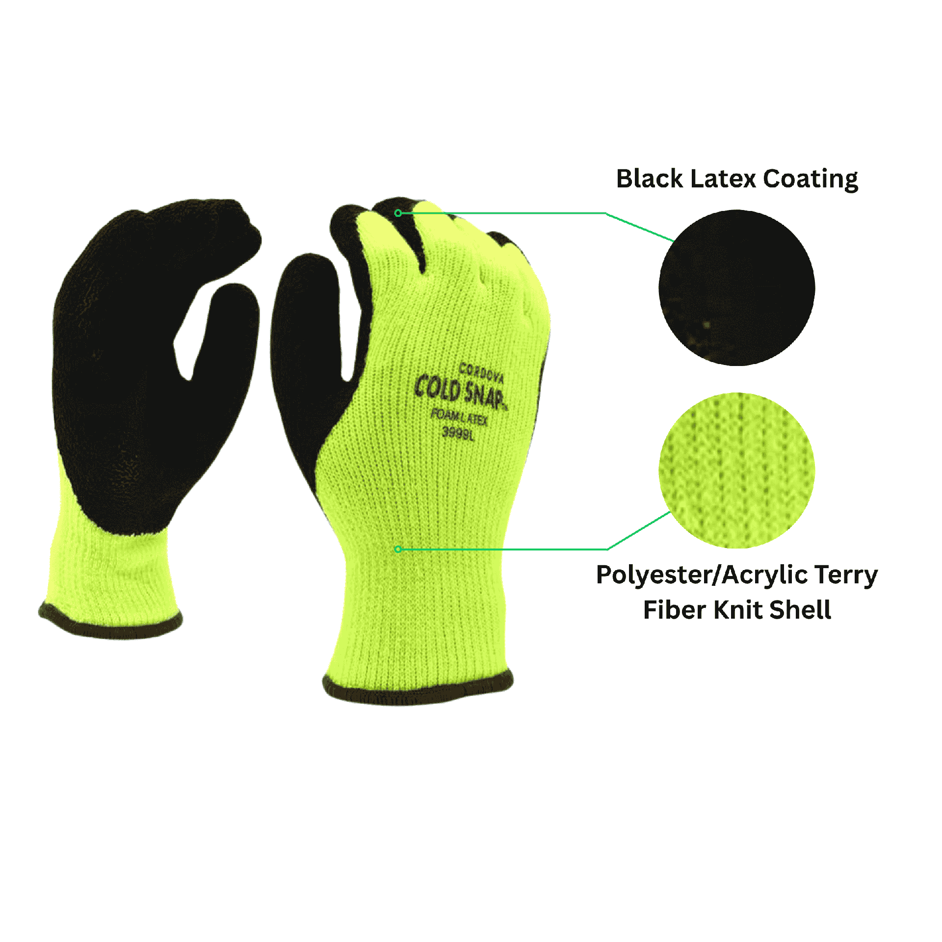 Single Pair - Cold Snap Winter Coated Gloves - Cordova