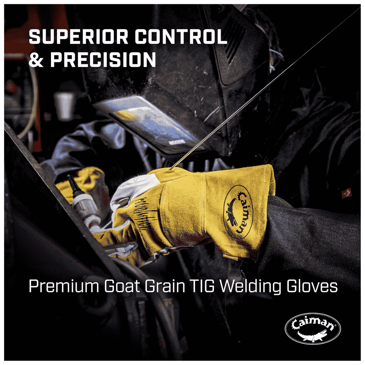 Single Pair - Caiman Premium Goat Grain TIG Welding Glove and 4 inch Extended Cuff