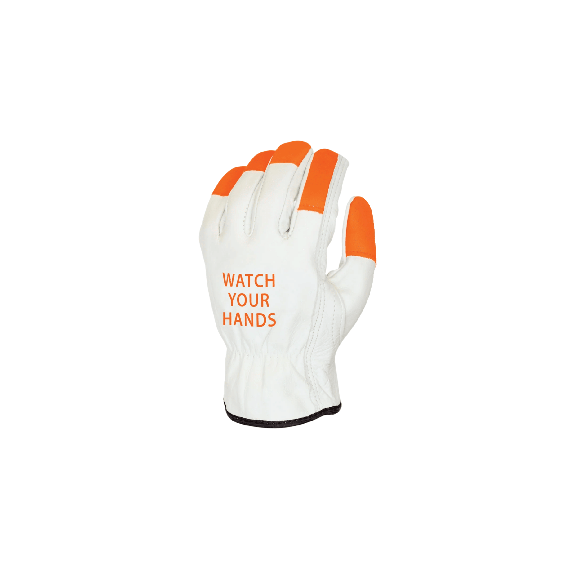 12 Pairs- Hi-Vis Cowhide Driver Glove (Watch Your Hands)