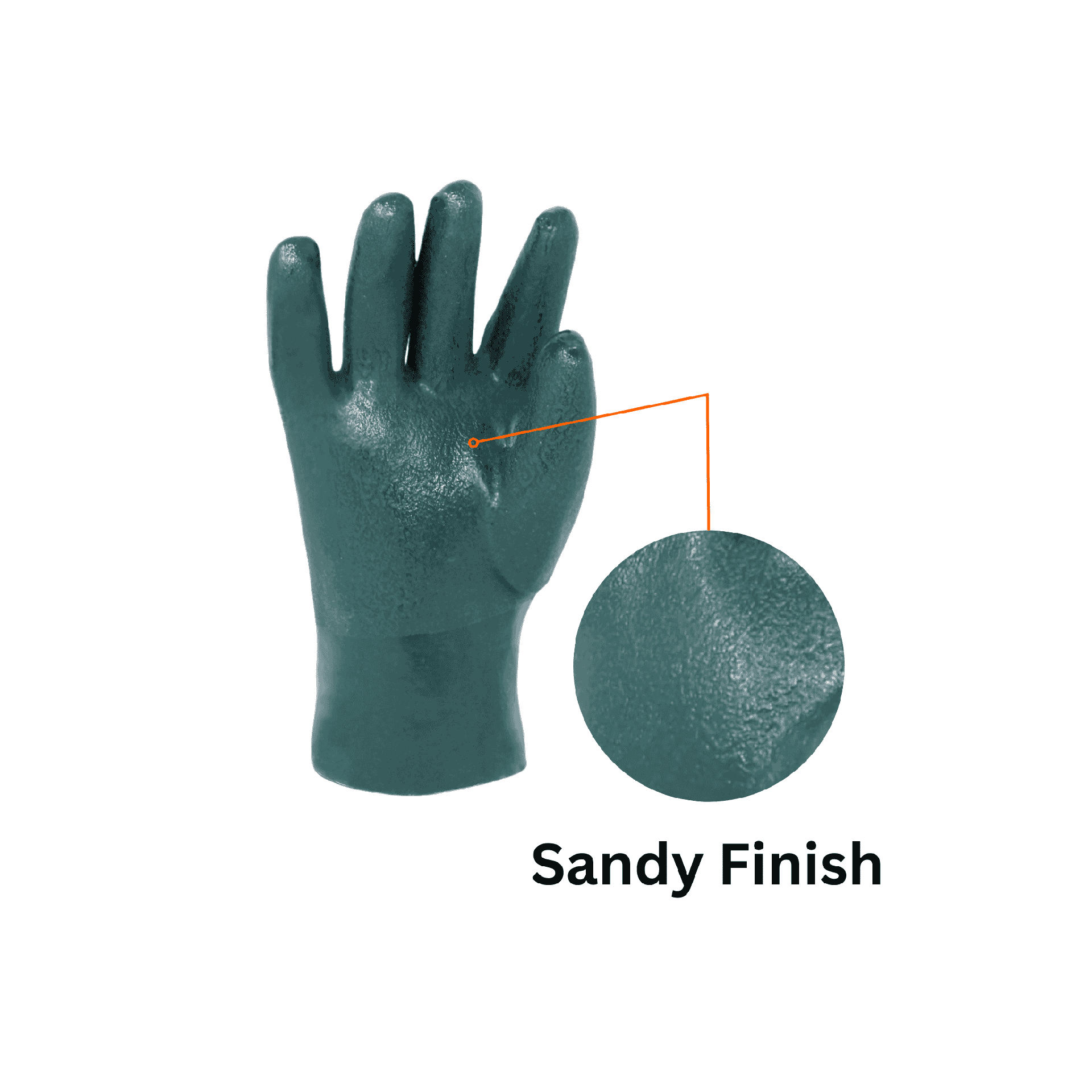 Chemical Resistant PVC Gloves - 10" Sandy Green Finish