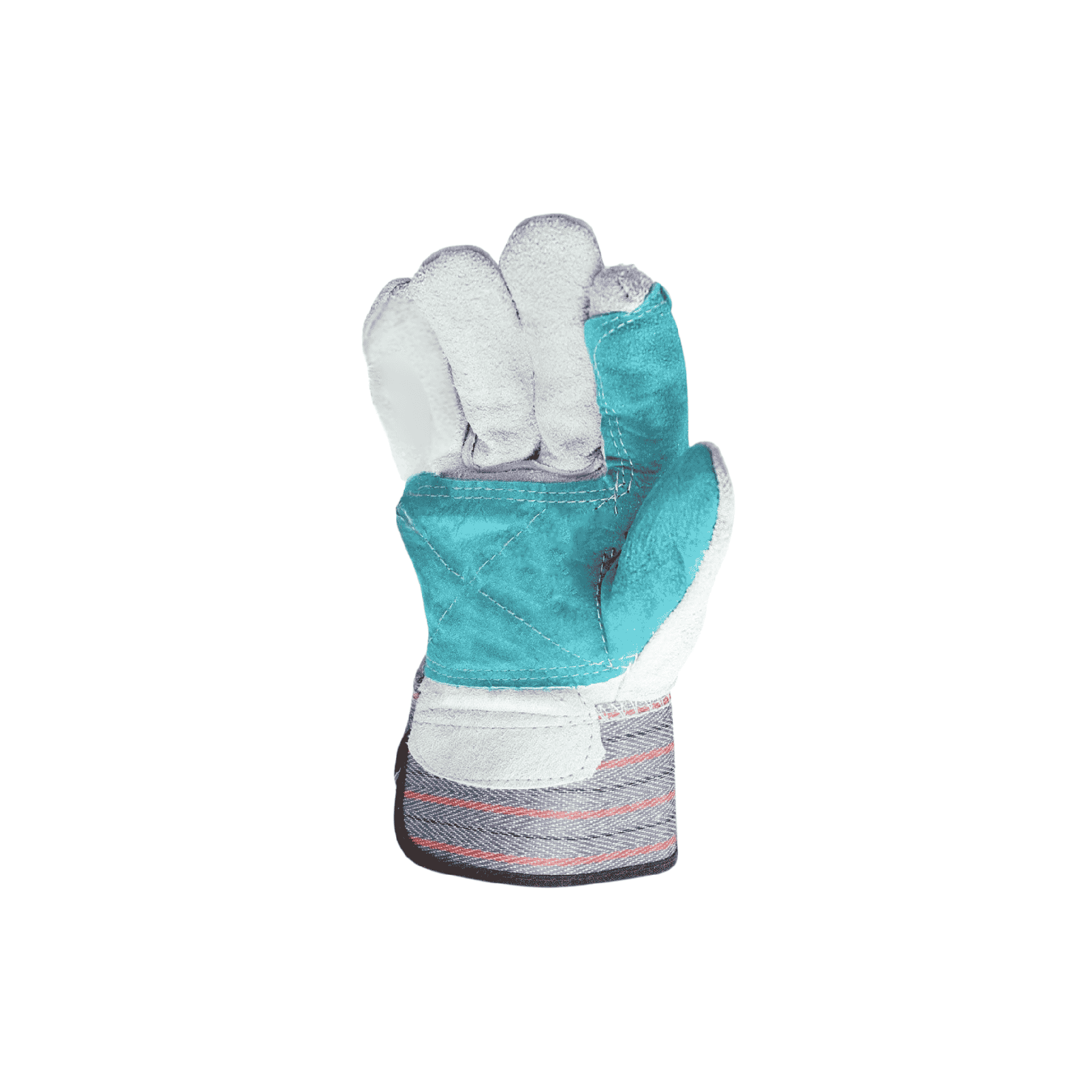 12 Pairs - Double Leather Palm Safety Cuff Work Gloves
