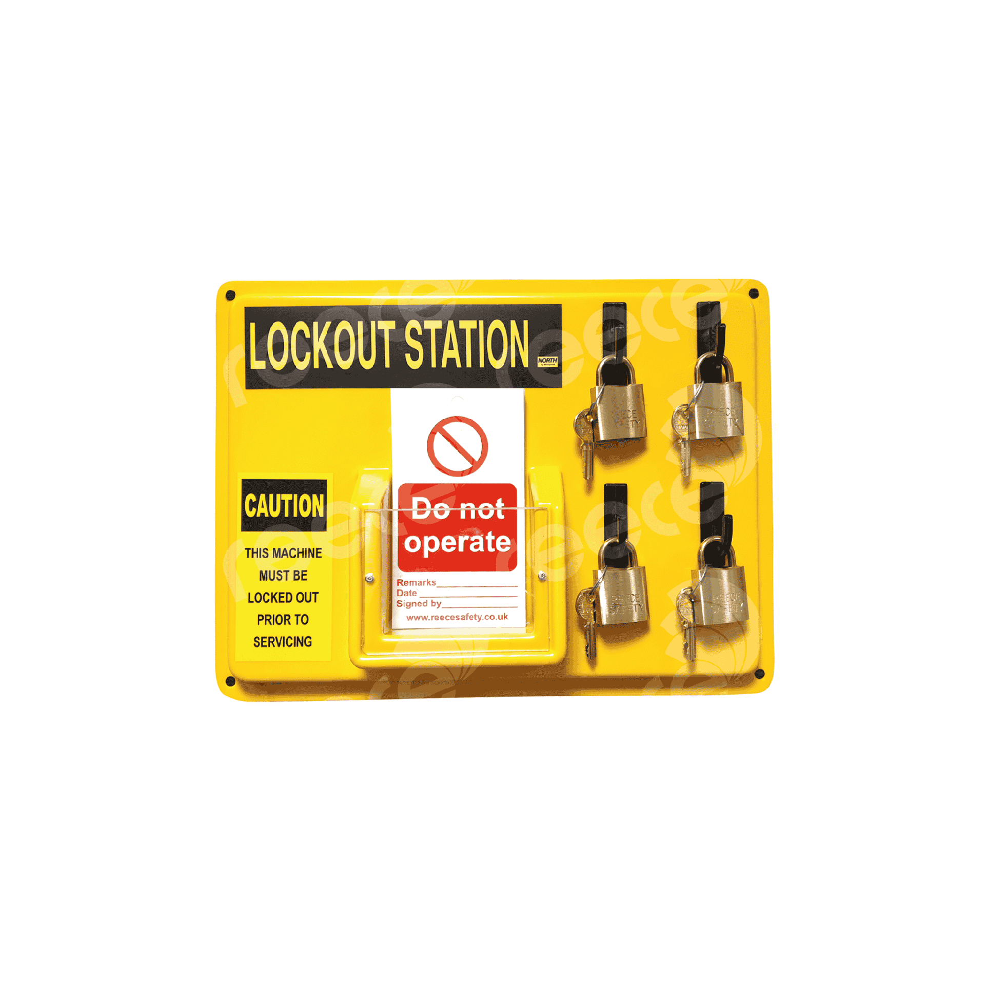 REECE Thermoplastic Lockout Station(4 Hook) - YELLOW