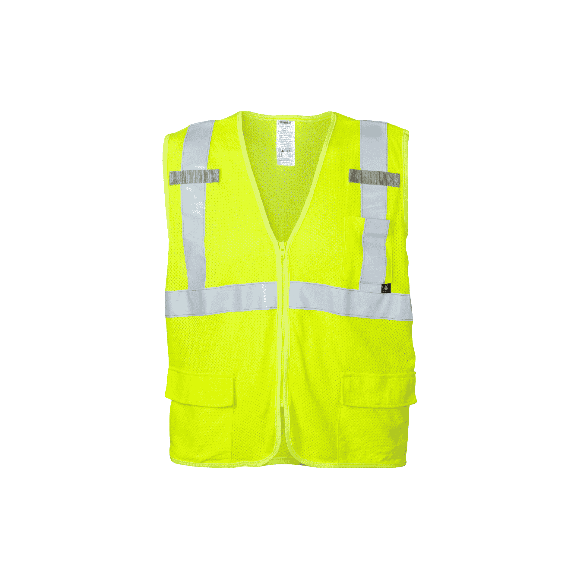 Class 2 FR Modacrylic and Aramid Safety Vest with Zipper Closure (Hi Vis Lime)