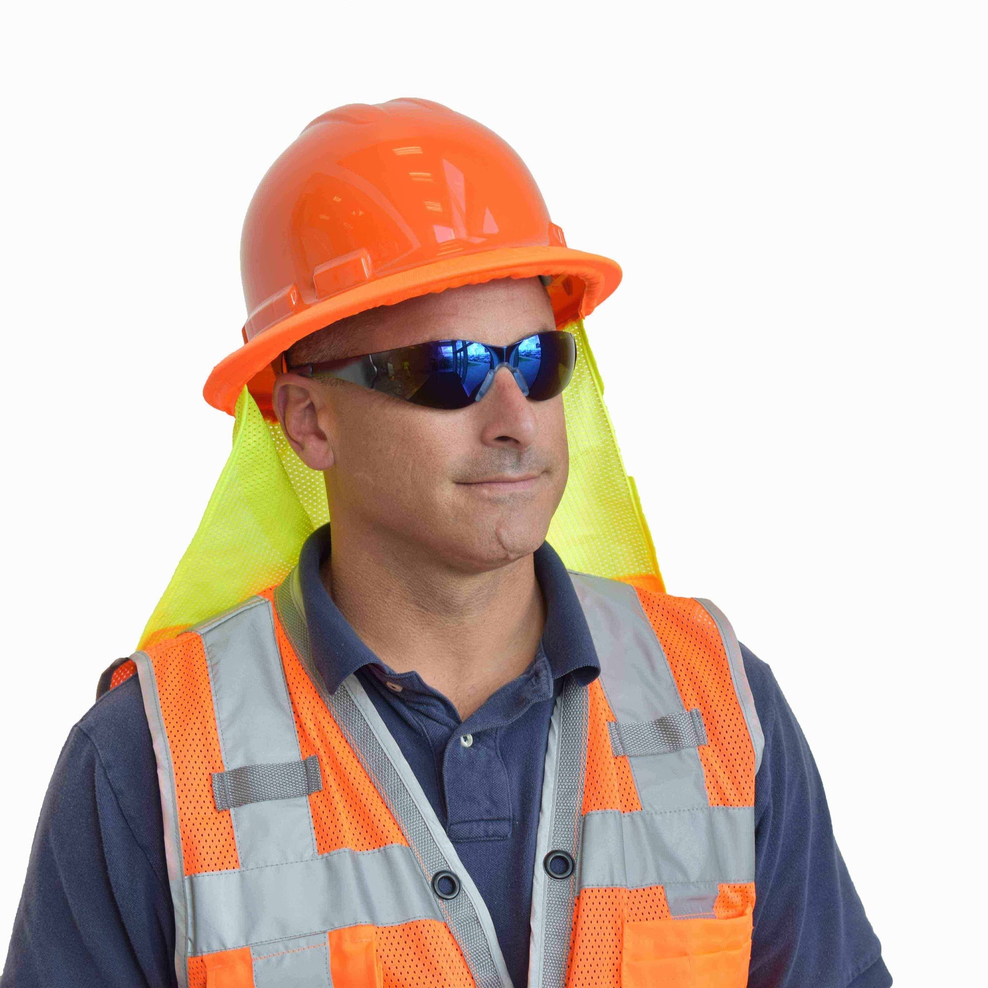 FR Treated Hi-Vis Hard Hat Visor and Neck Shade – High Visibility, Flame Resistant