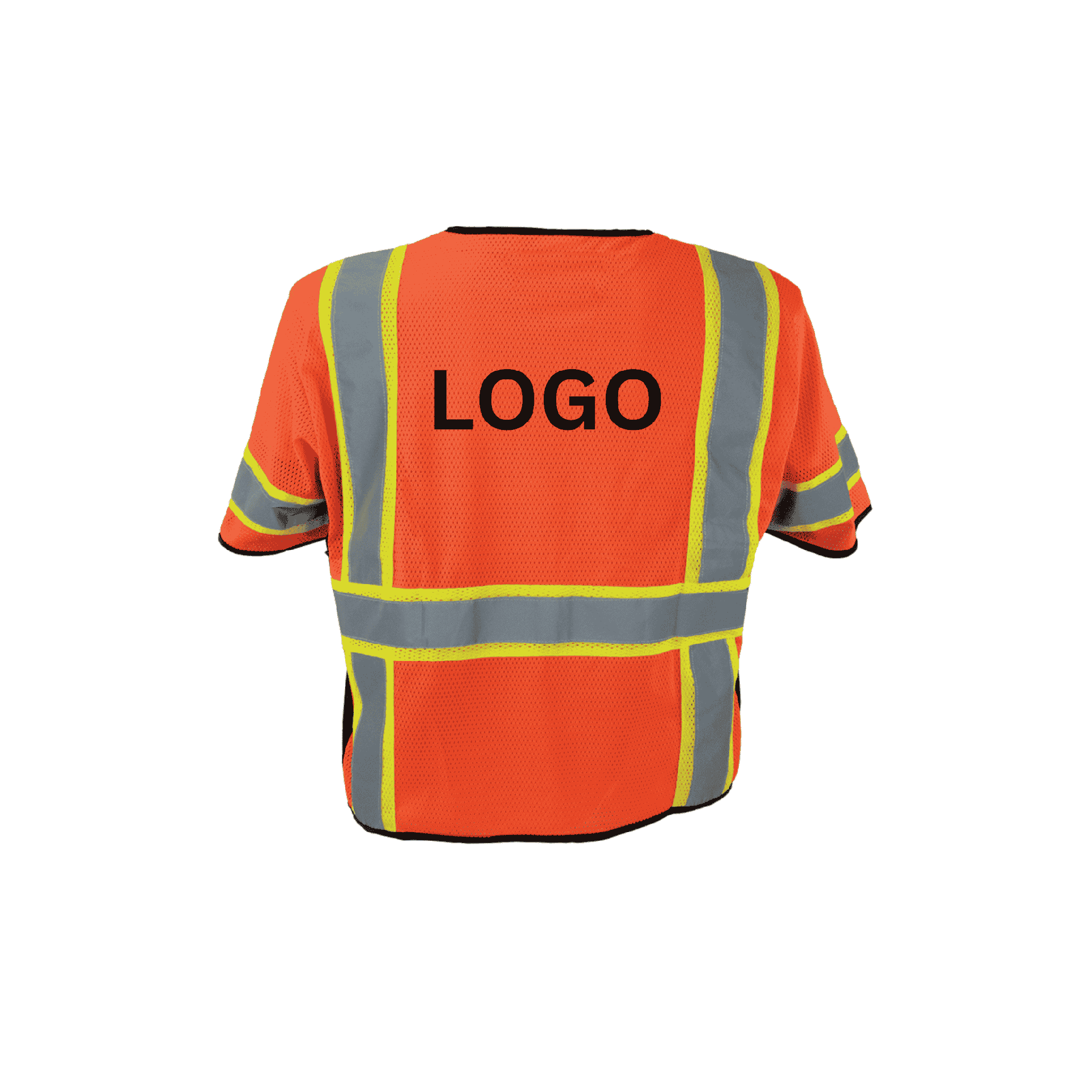 Class 3 Orange Polyester Mesh Zipper Closure Safety Vest (6 Pockets)