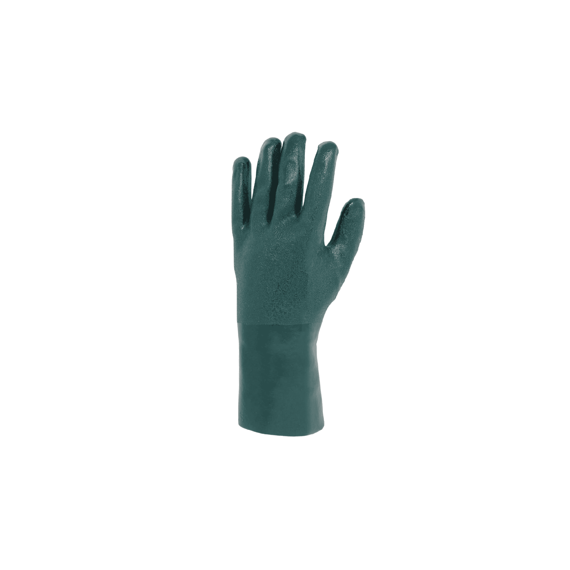 Chemical Resistant PVC Gloves - 12" Sandy Finish Green