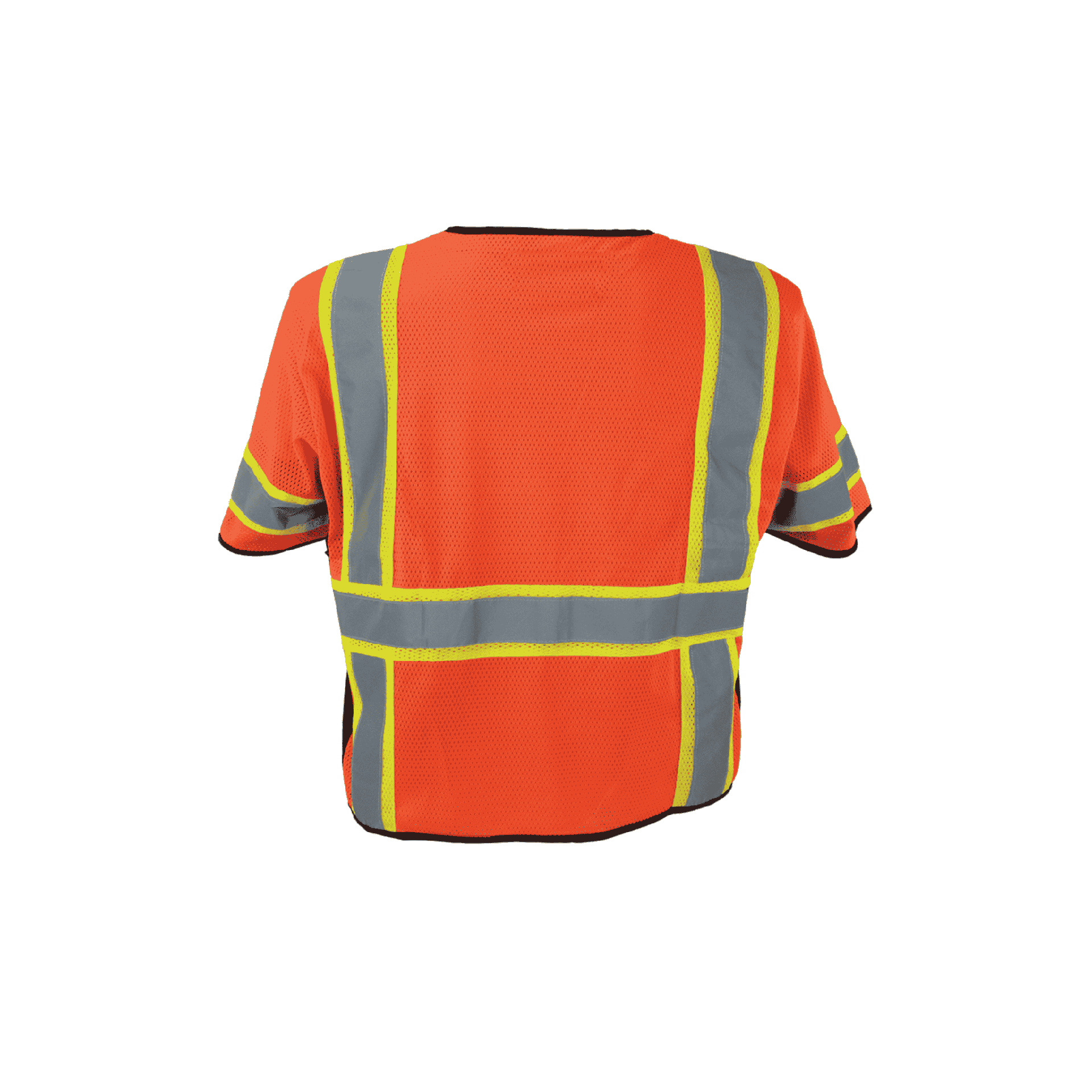 Class 3 Orange Polyester Mesh Zipper Closure Safety Vest (6 Pockets)
