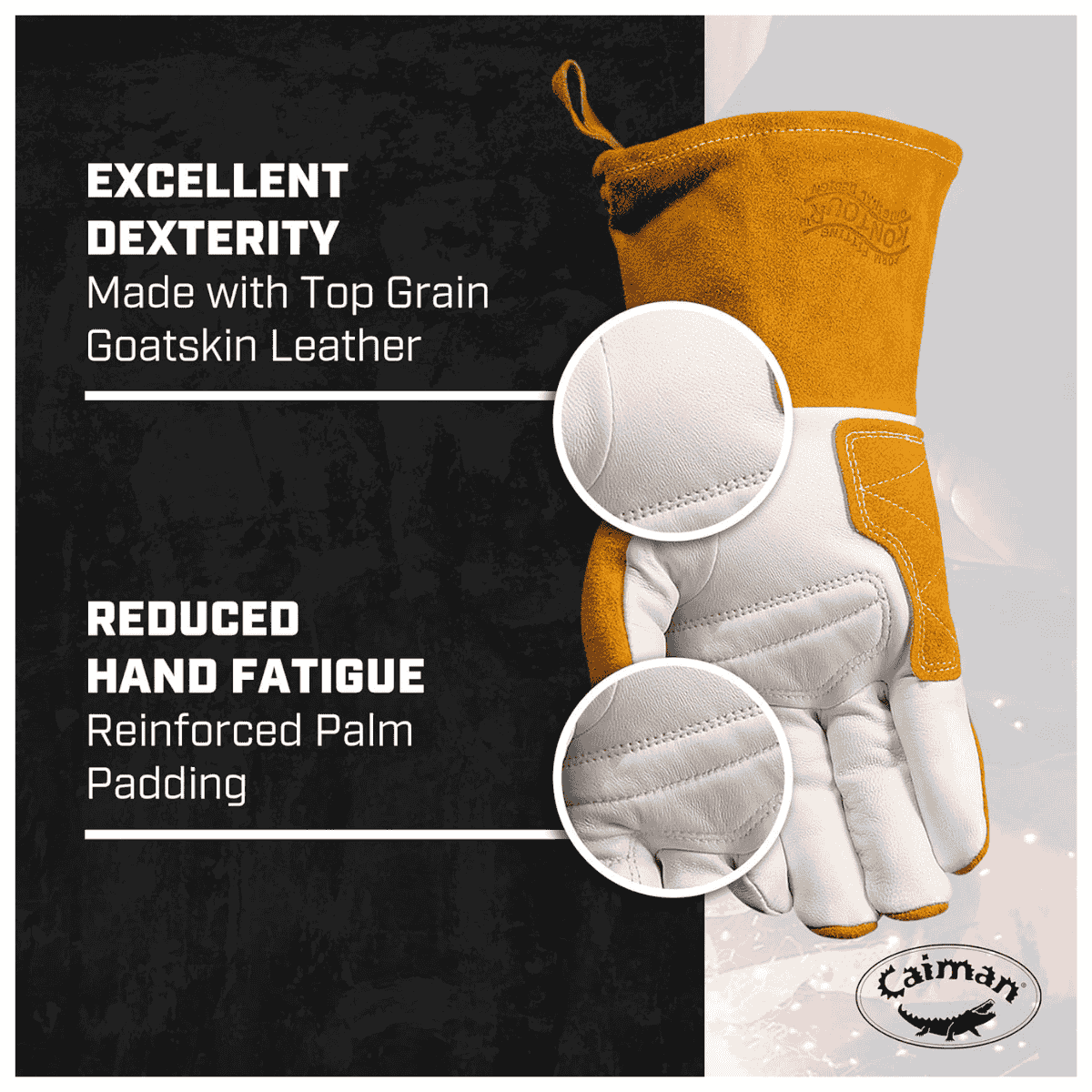 Single Pair - Caiman Premium Goat Grain TIG Welding Glove and 4 inch Extended Cuff