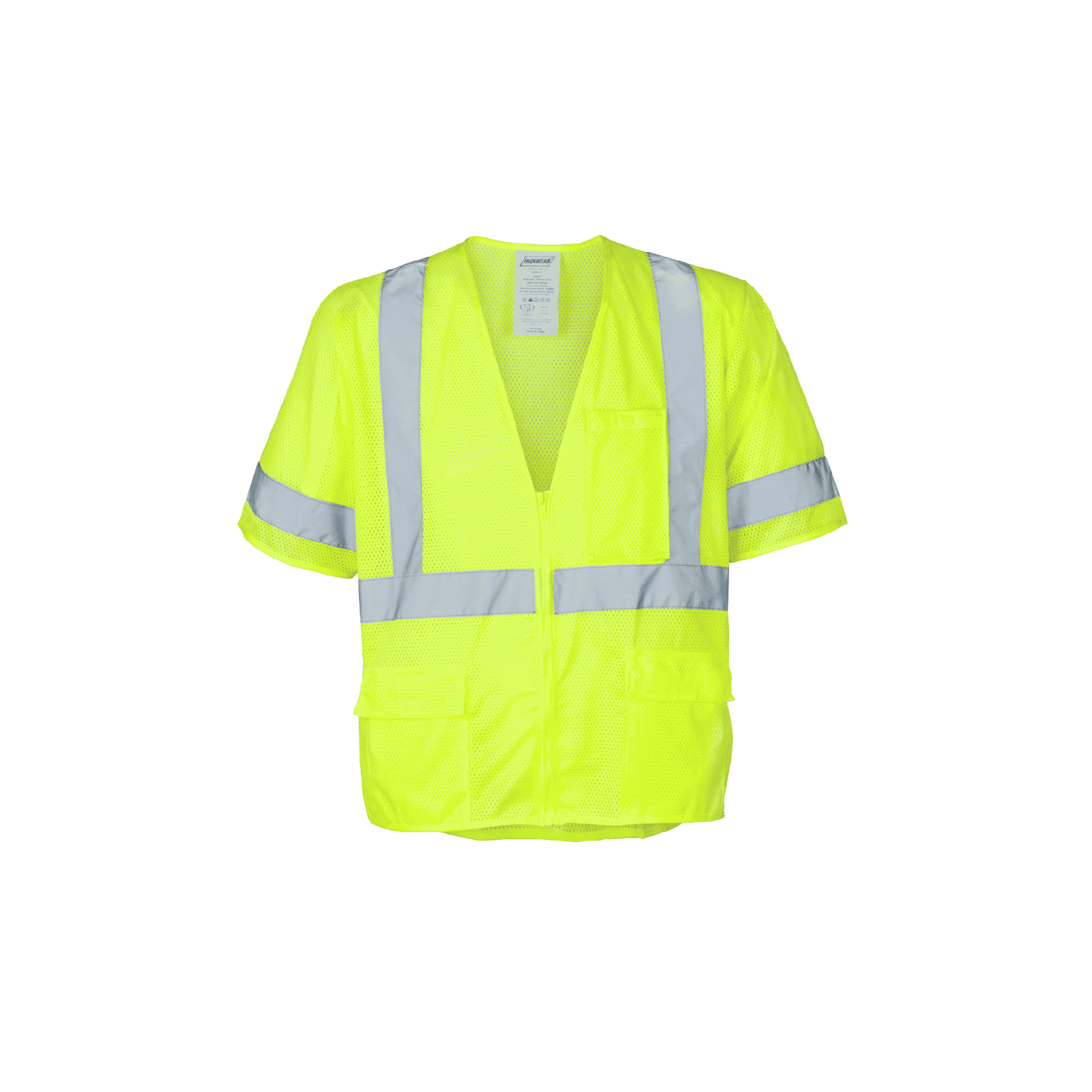 Class 3 Lime Polyester Mesh Safety Vest (5 Pockets)
