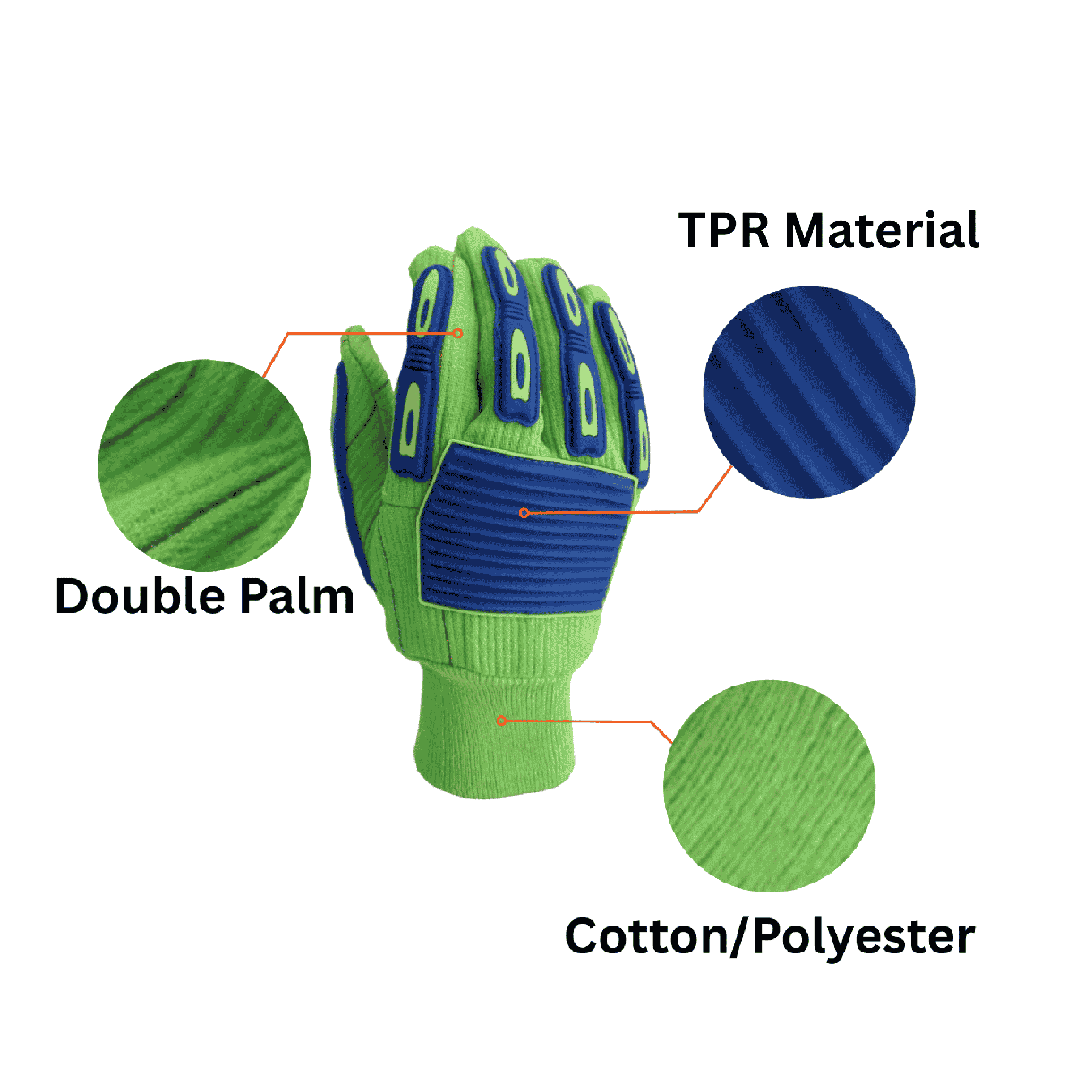12 Pairs - Cotton Impact Glove