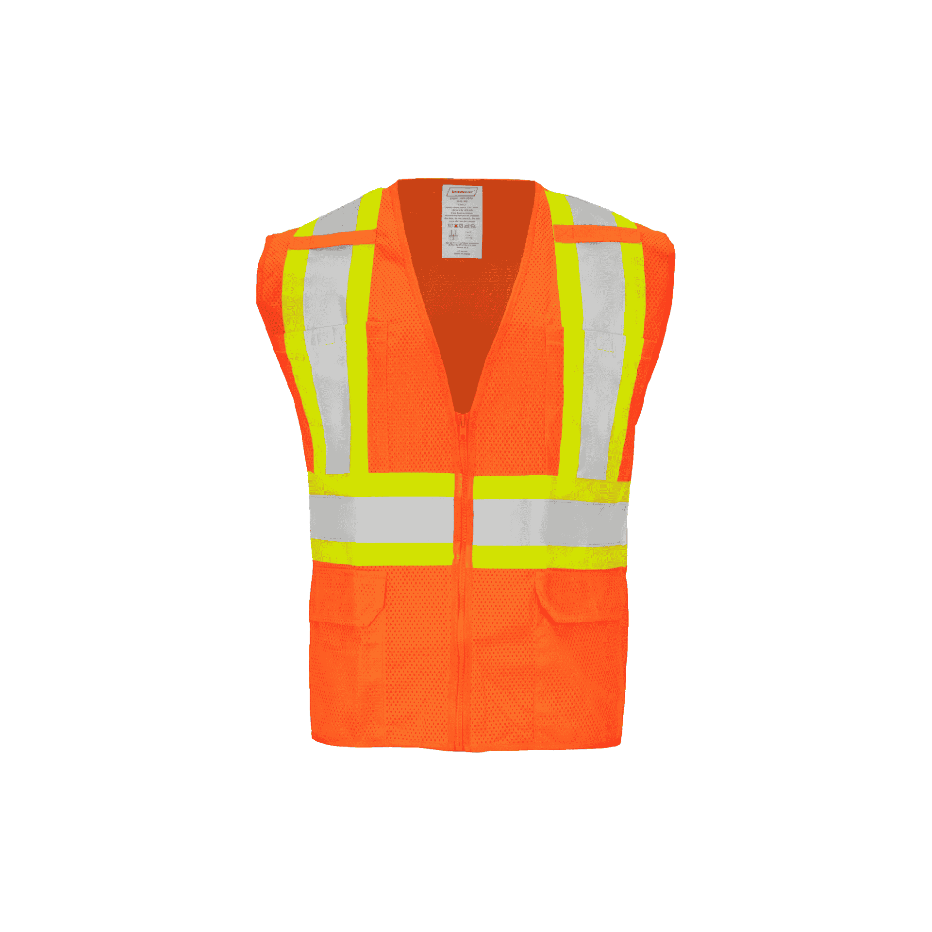 Class 2 Orange Mesh Safety Vest (6 Pockets)