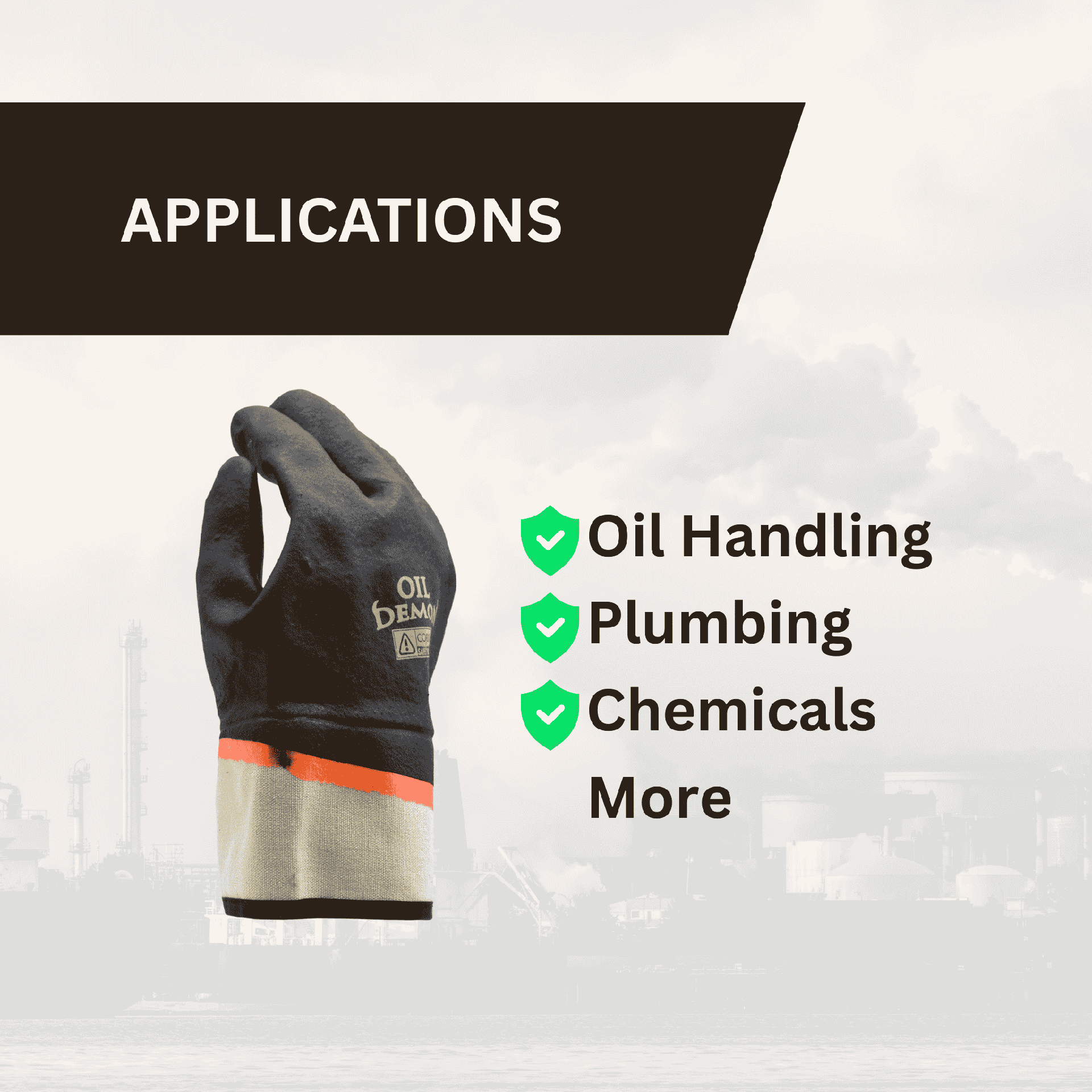 Chemical Resistant PVC Gloves – Oil Demon™ Double-Dipped with Sandpaper Grip and Safety Cuff