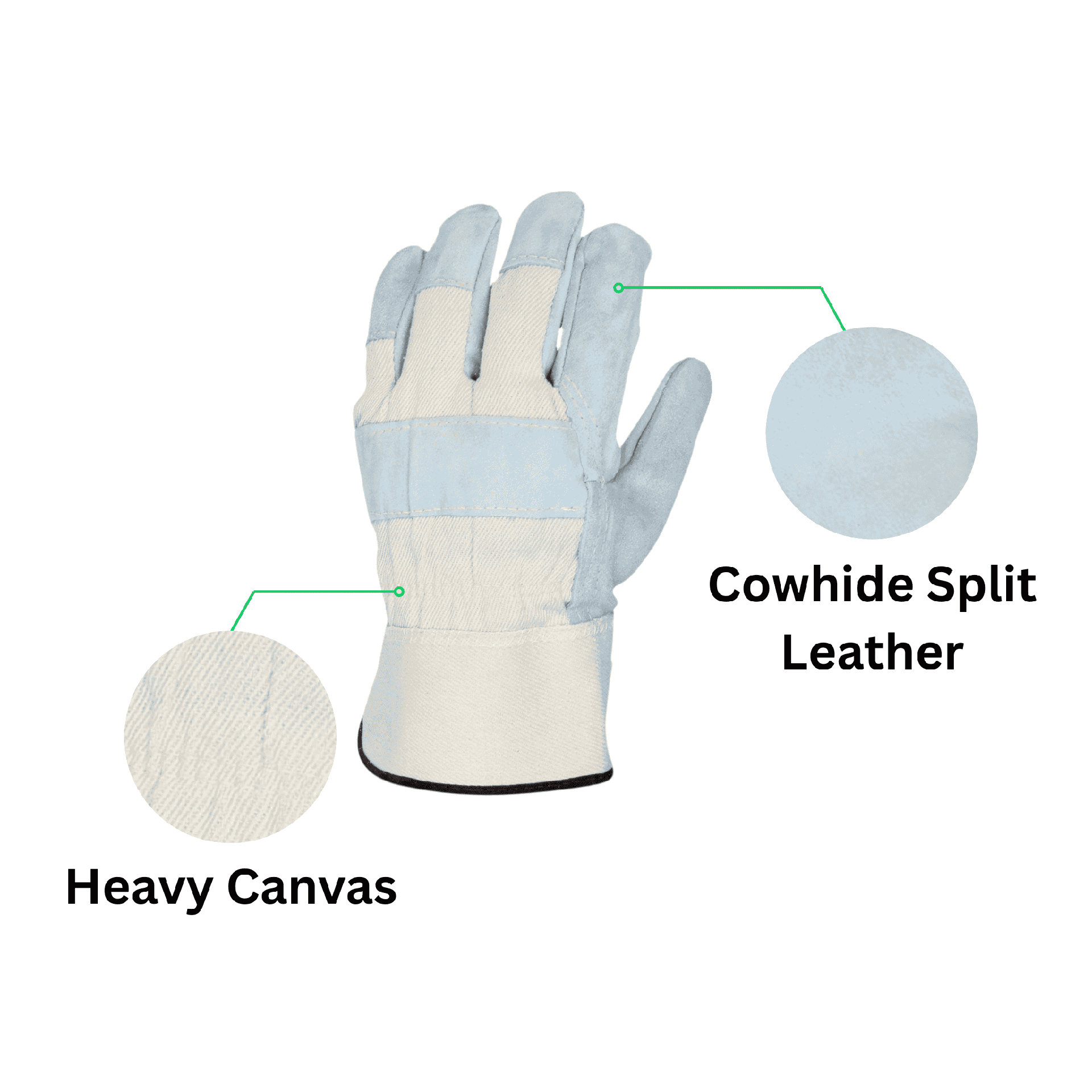 12 Pairs - Heavy Duty Leather Work Gloves (Kevlar Thread)