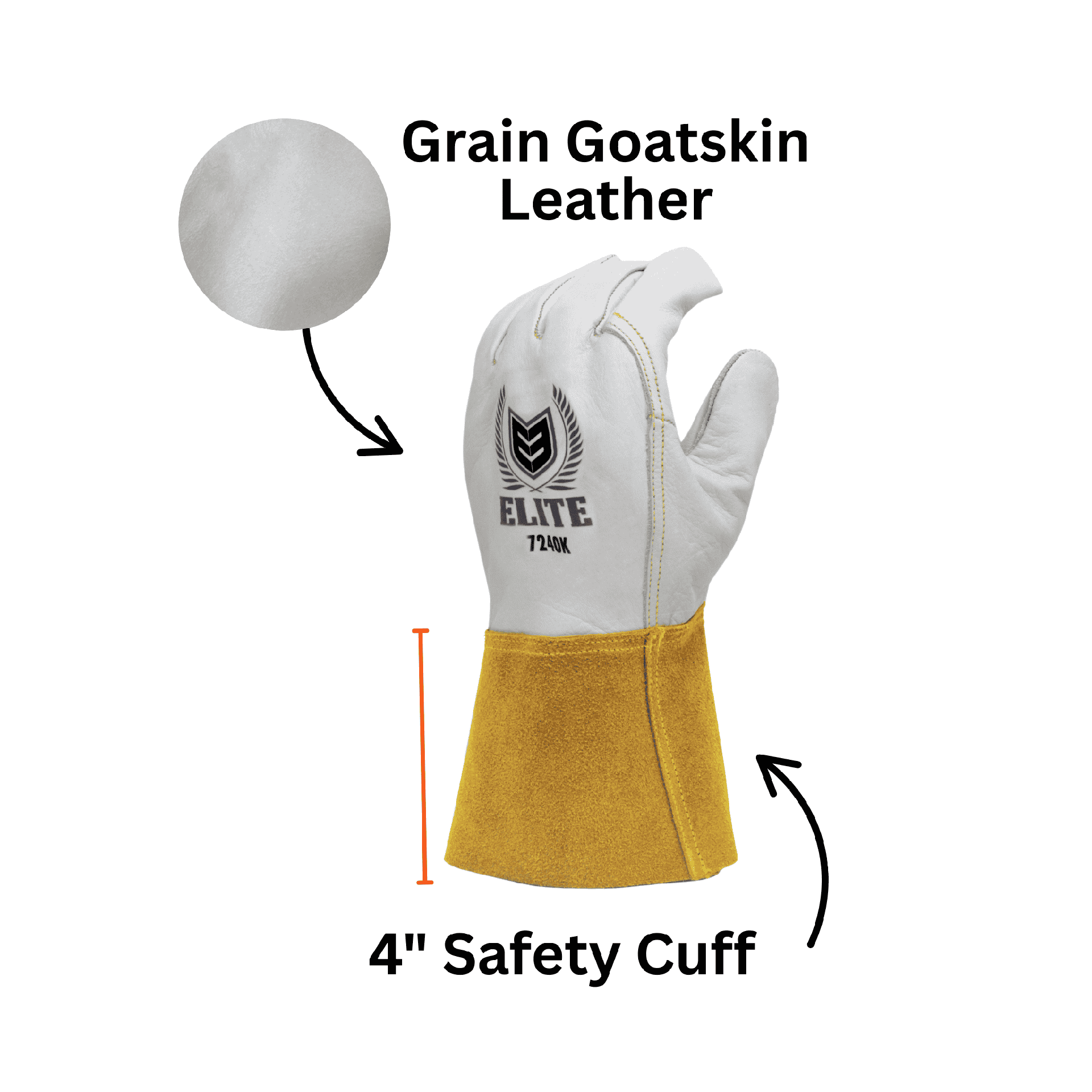 Single Pair - Top Grain Goatskin MIG/TIG Leather Welding Gloves