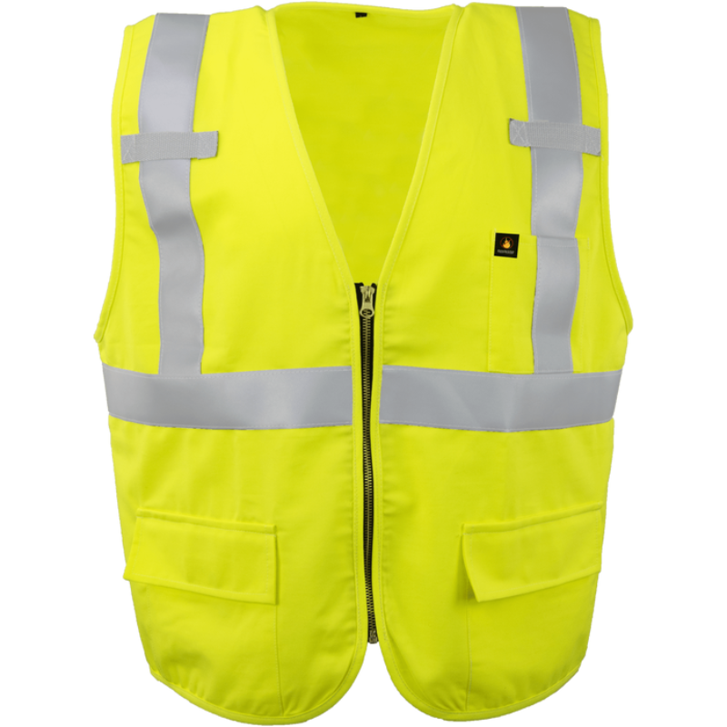 Class 2 FR Safety Vest (Hi Vis Lime) with Zipper Front Closure