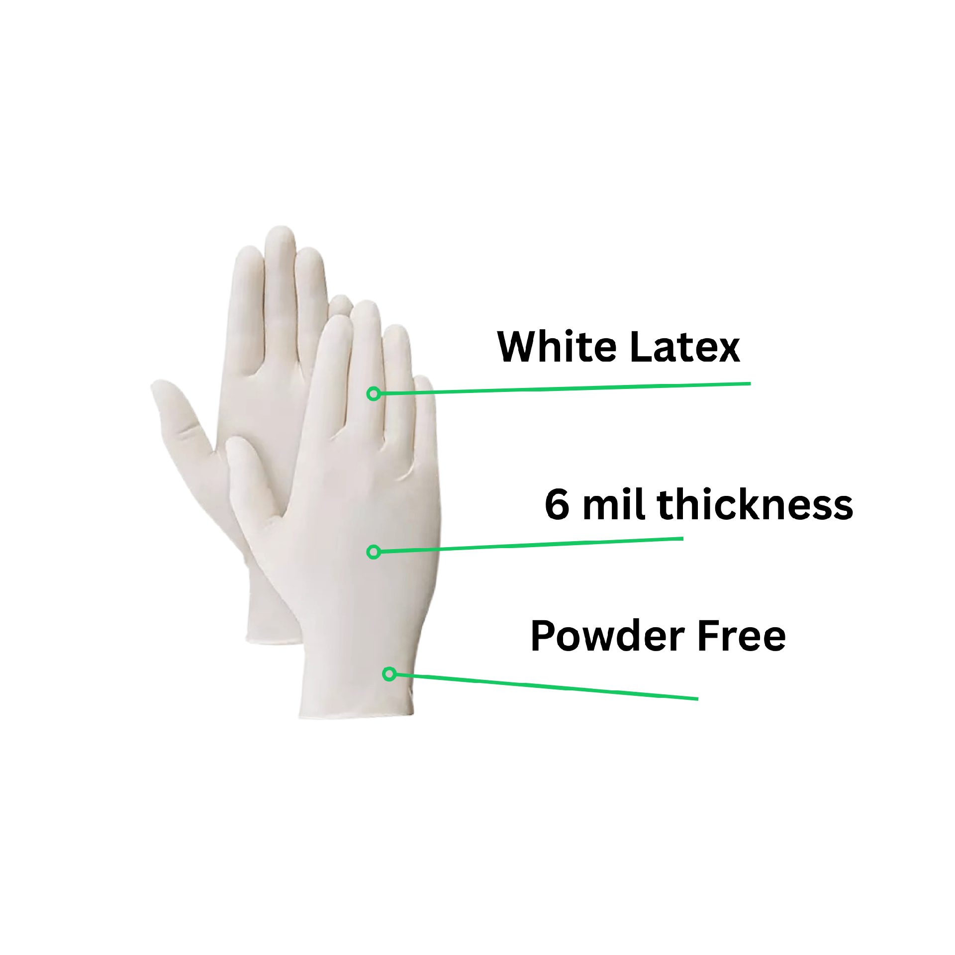 6 Mil White Latex Polymer Exam Powder-Free Gloves