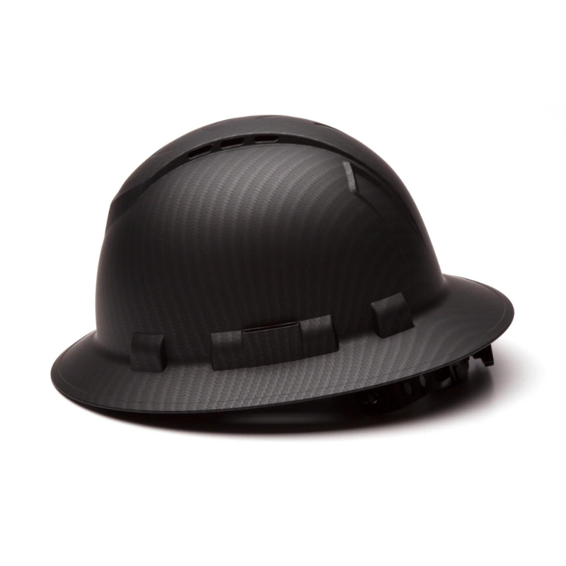 Vented Black Graphite Pyramex Ridgeline Vented Full Brim Hard Hat 4-Point Ratchet Suspension