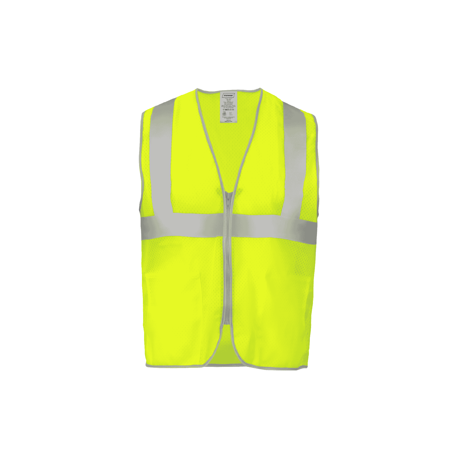 Class 2 Lime Safety Vest with Zipper Closure