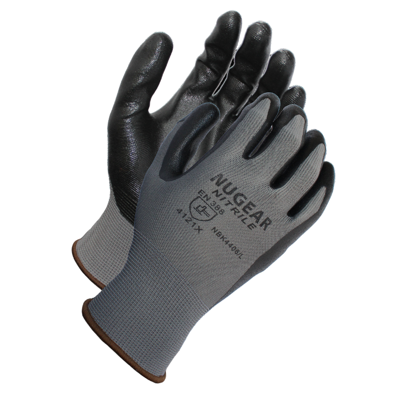 12 Pairs - Nugear Black Foam Nitrile Coated Grip Work Glove