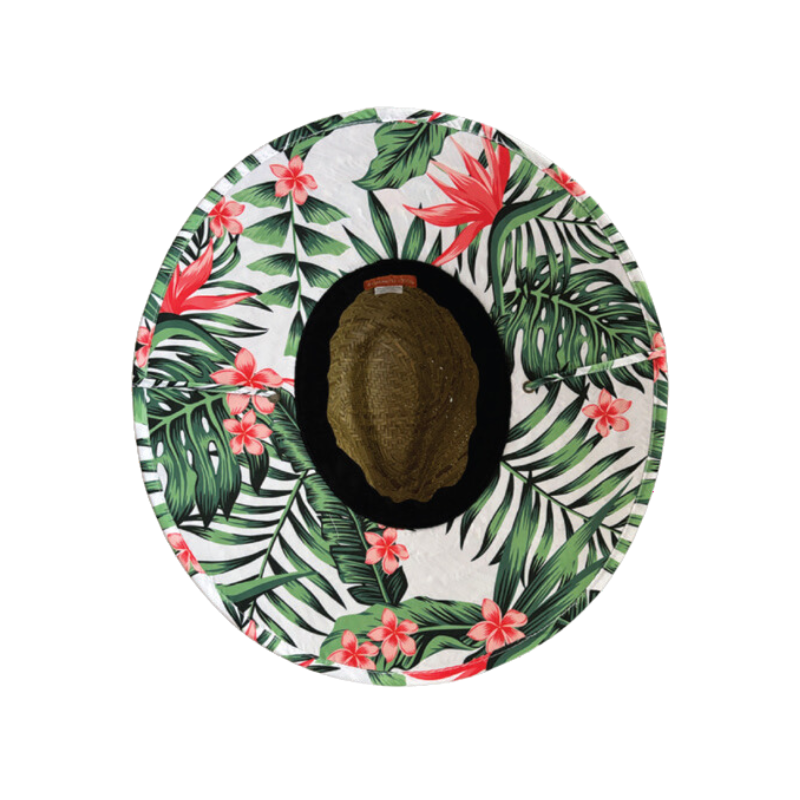 Straw Hat with Tropical Breeze Print