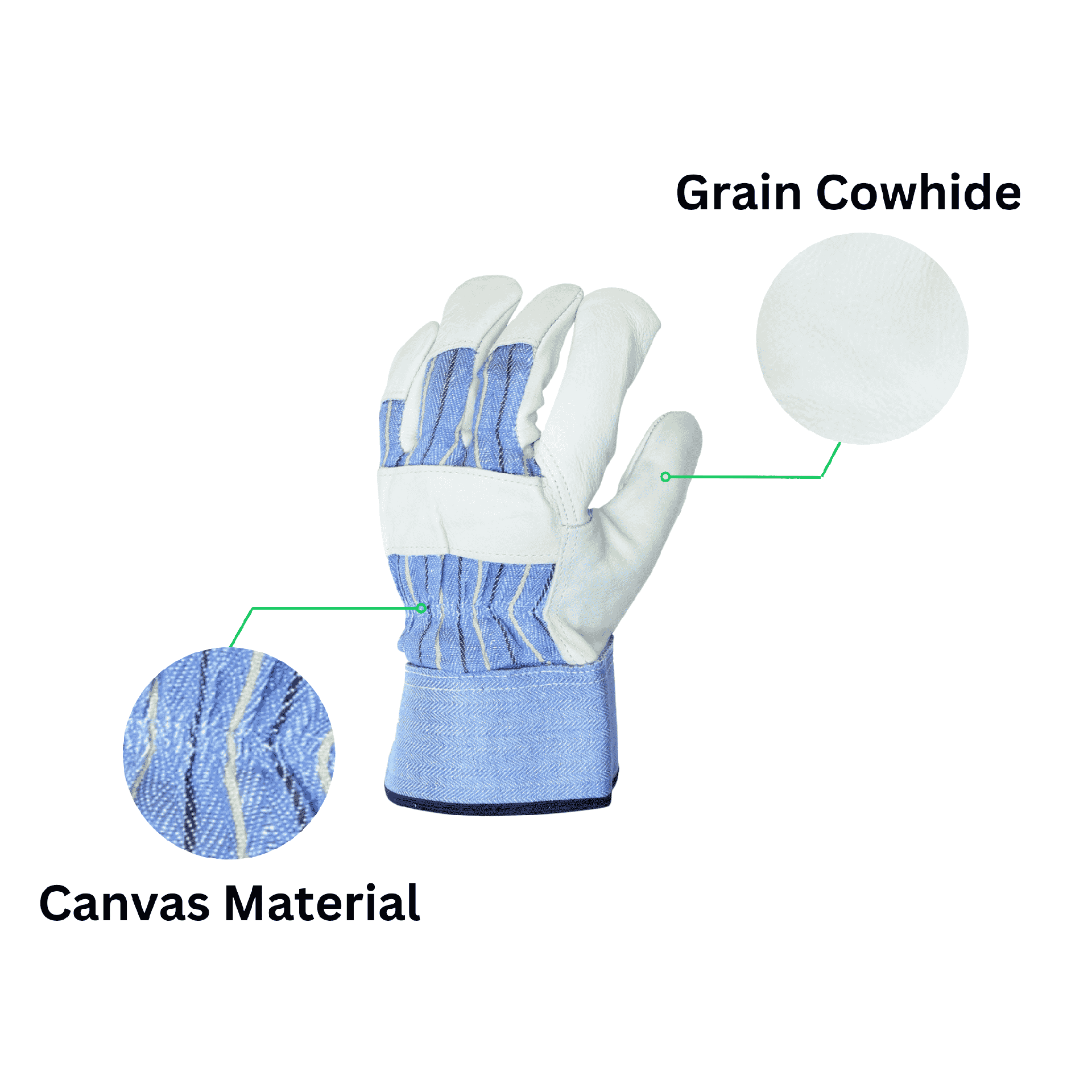 12 Pairs - Grain Leather Safety Palm Gloves