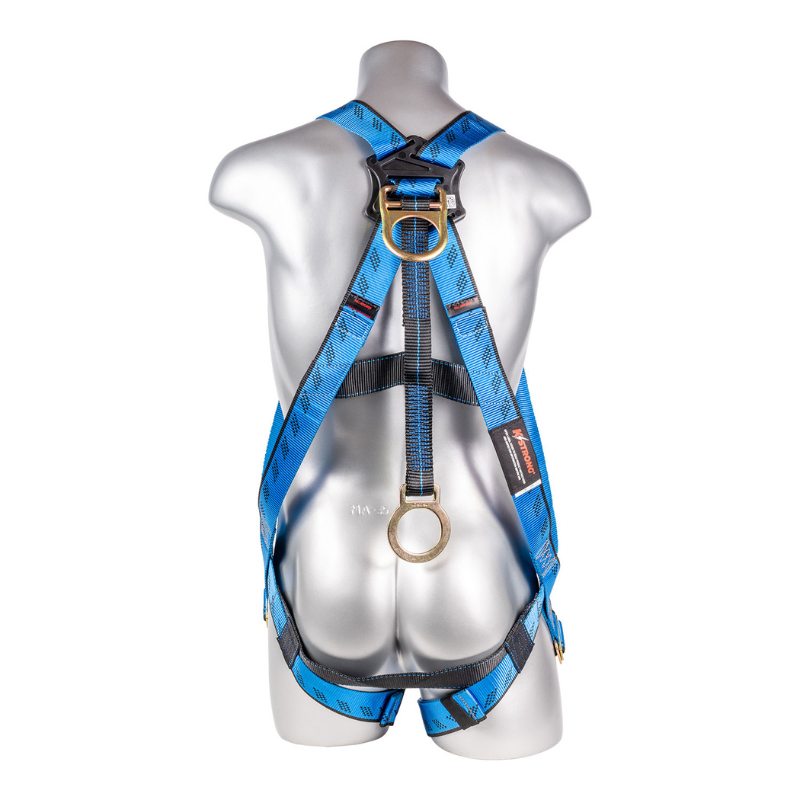 3-Point Full Body Harness, Dorsal D-ring with Sewn In 18” Extension O-Ring, MB Legs (ANSI)