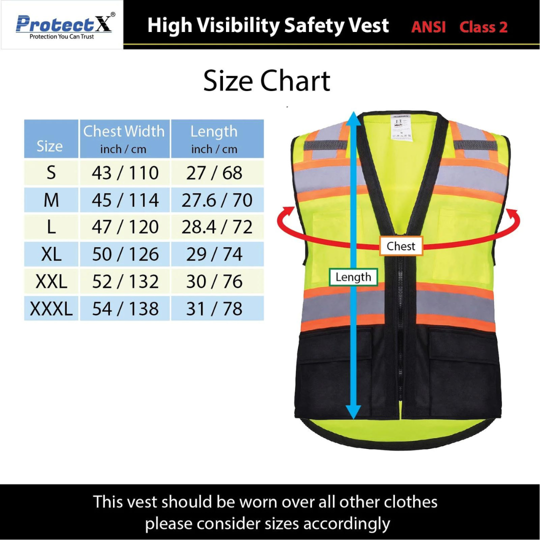 3 Pack - Class 2 Hi-Visibility All Solid Fabric With 6 Pockets