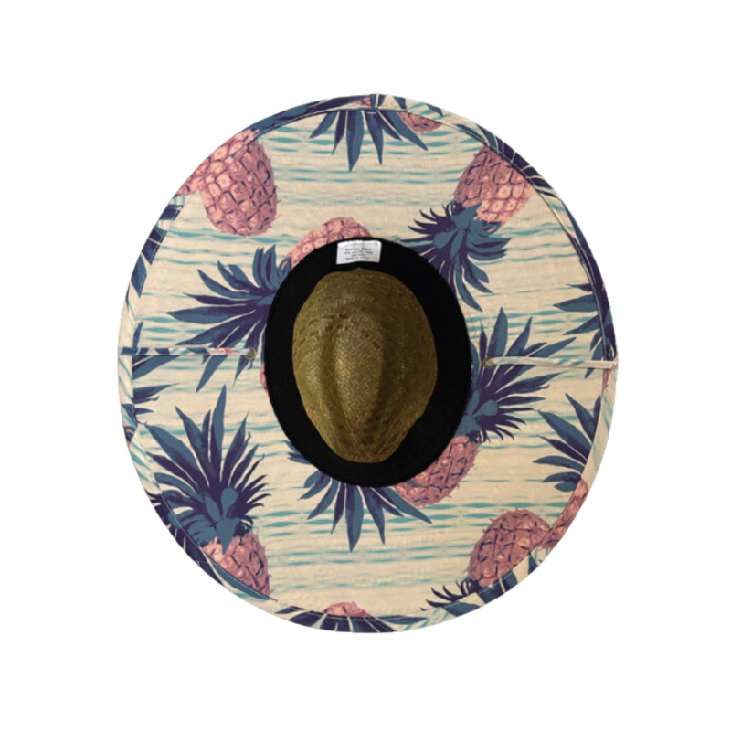 Straw Hat with Pineapple Print