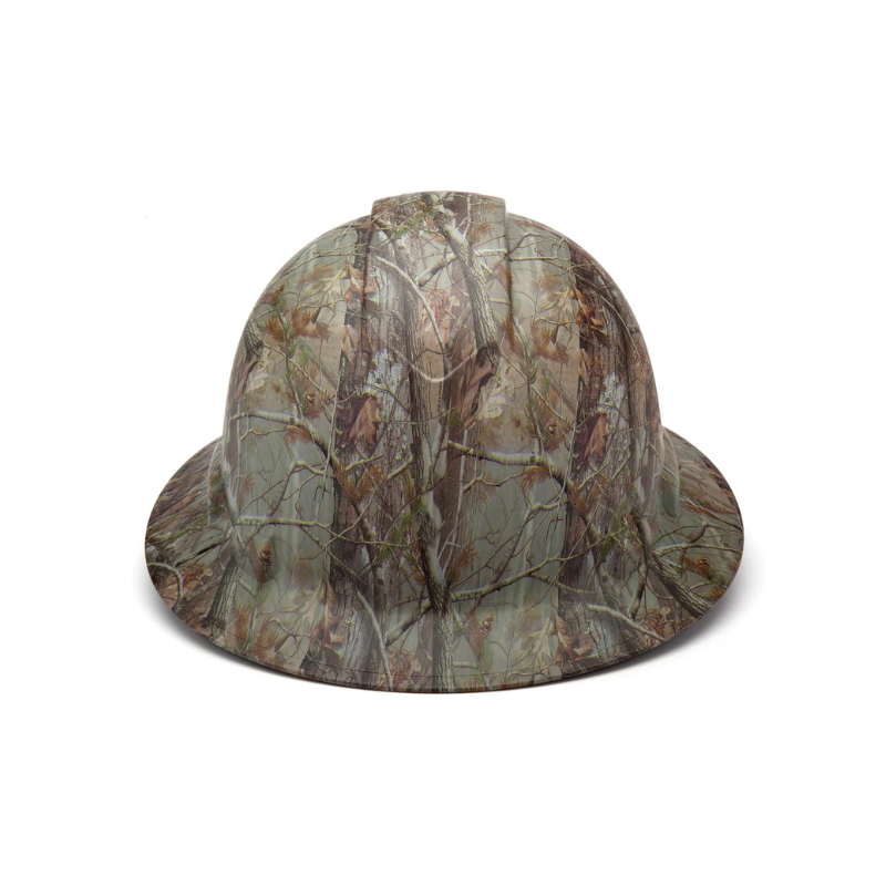 Matte Camo Pattern Pyramex Ridgeline Full Brim Hard Hat 4-Point Ratchet Suspension