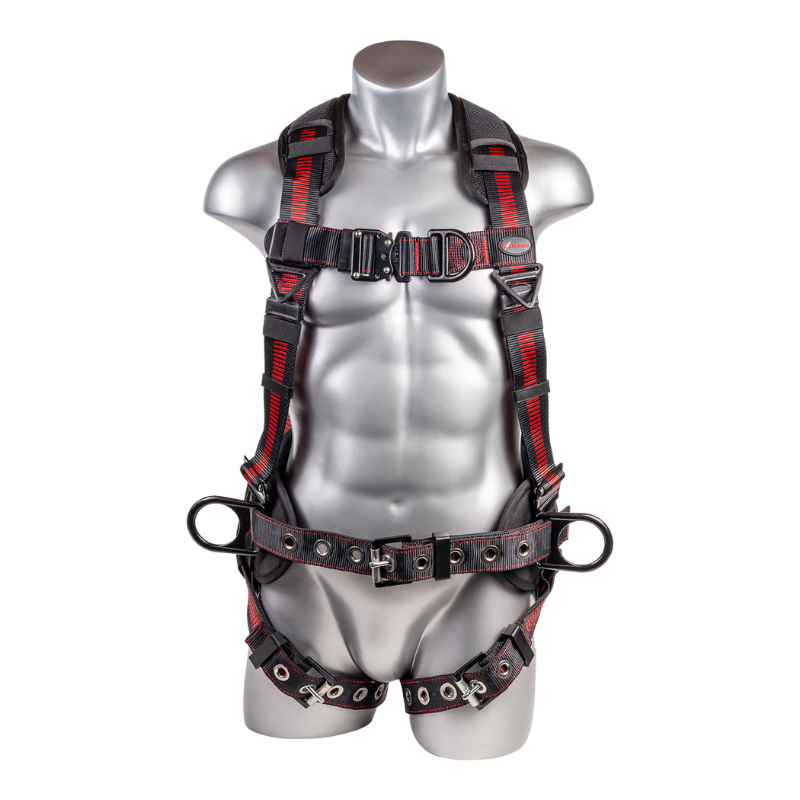 Epic 5-Point Full Body Harness, Enhanced Dorsal D-ring Plus™, Front D-ring, 2 Side D-rings, Waist Pad w/ Removable Tool Belt, Back/ Shoulder Pad, QC Chest and TB Legs – (ANSI)