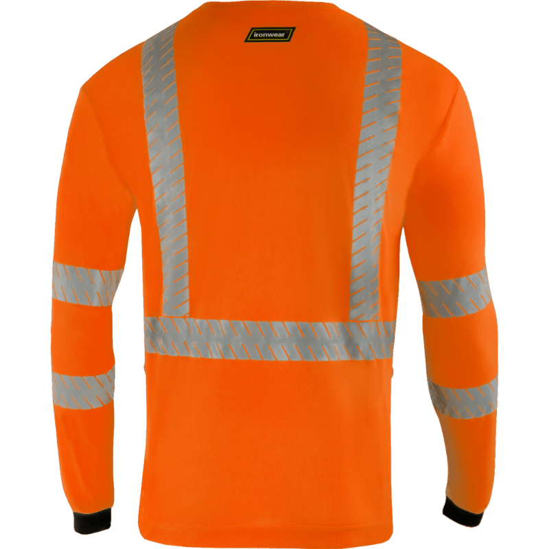 Class 3 Flame Retardant Long Sleeve, Black Bottom Shirt (Hi Vis Orange)