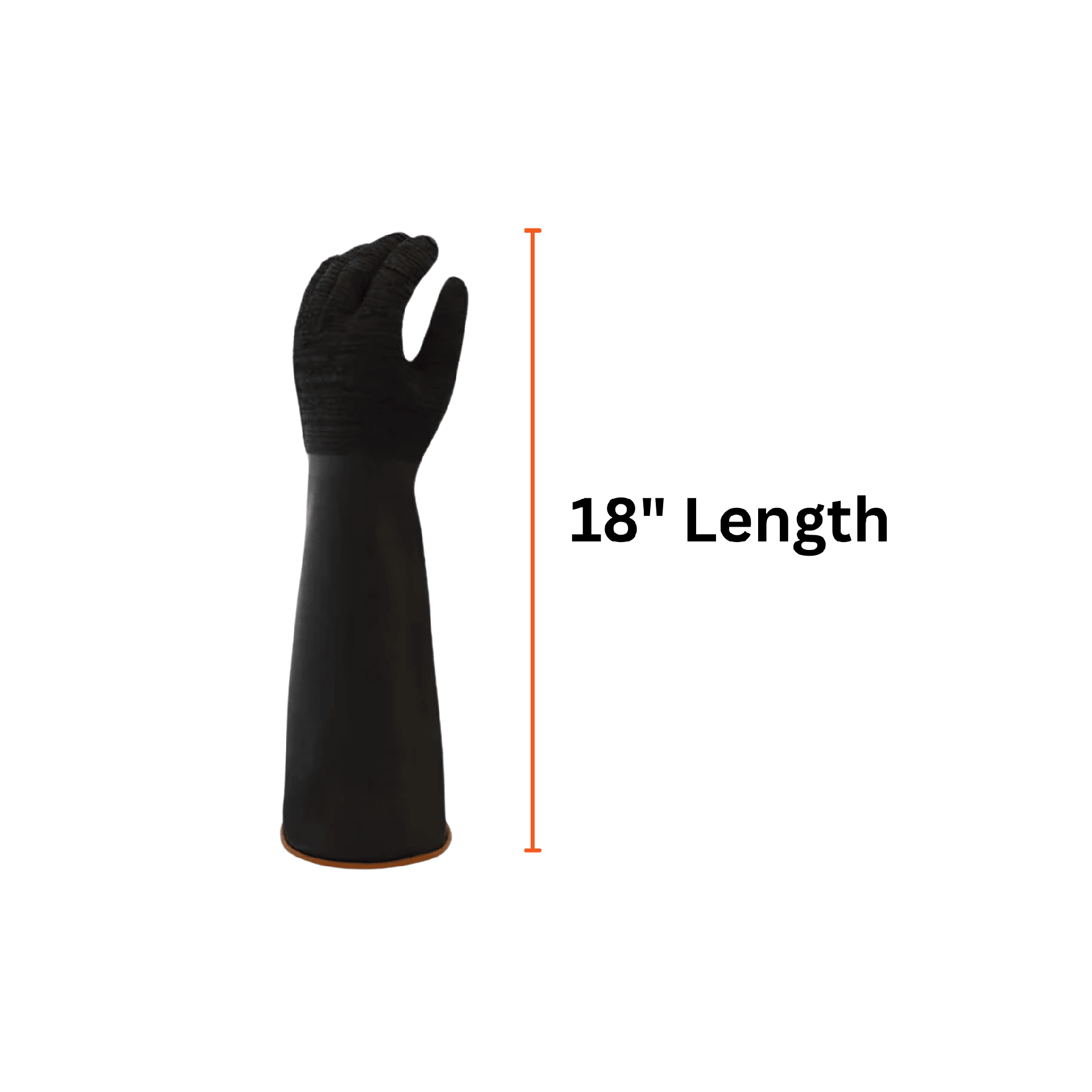 Rubber Gloves – Heavy Duty 18" Chemical Resistant with Rough Grip and Rolled Cuff