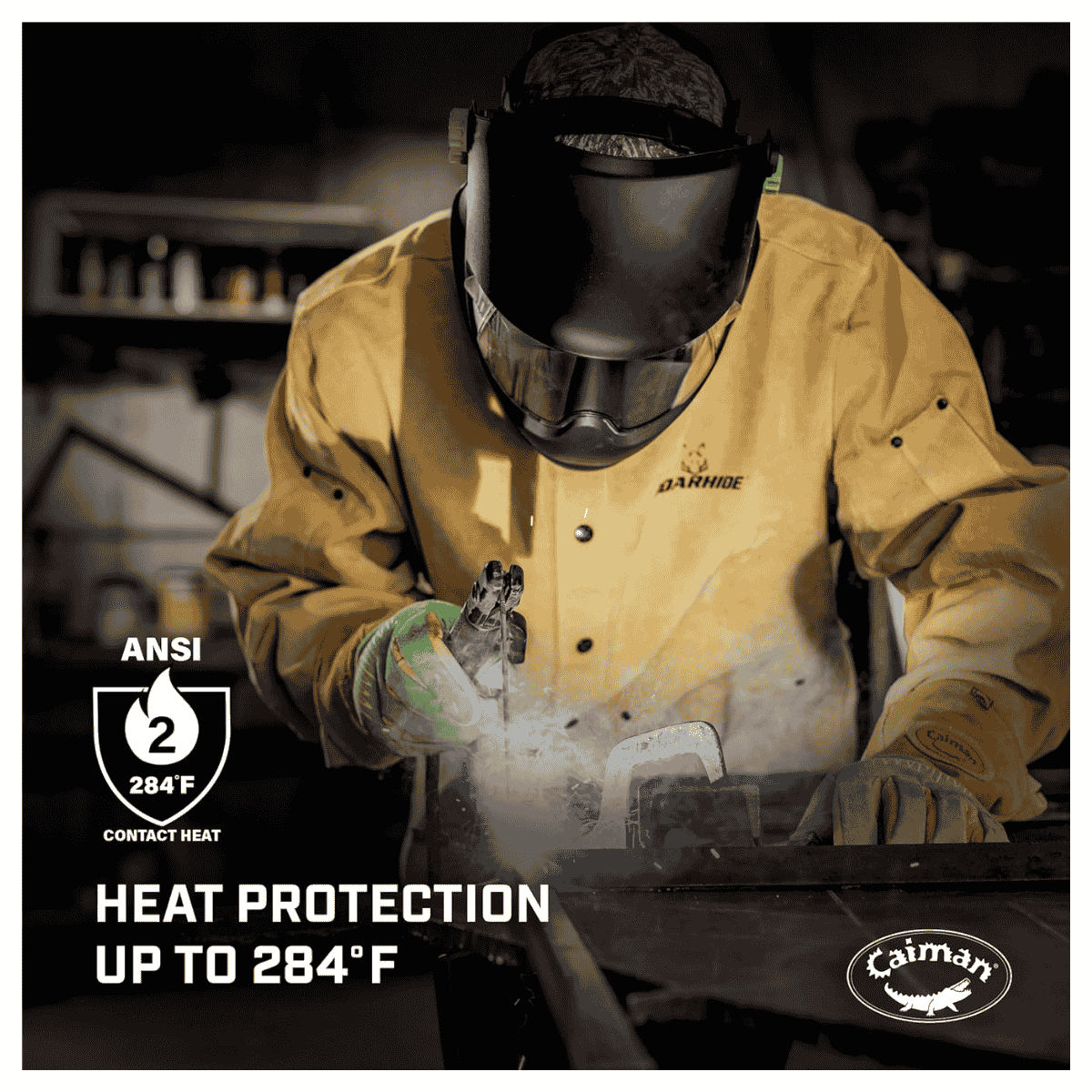 Caiman Premium Wasabi Green Split Deerskin MIG/Stick Welding Gloves