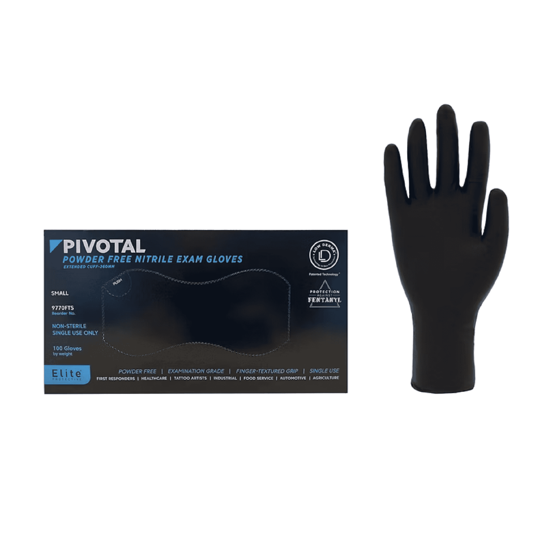 5 Mil Black Nitrile Gloves Extended Cuff